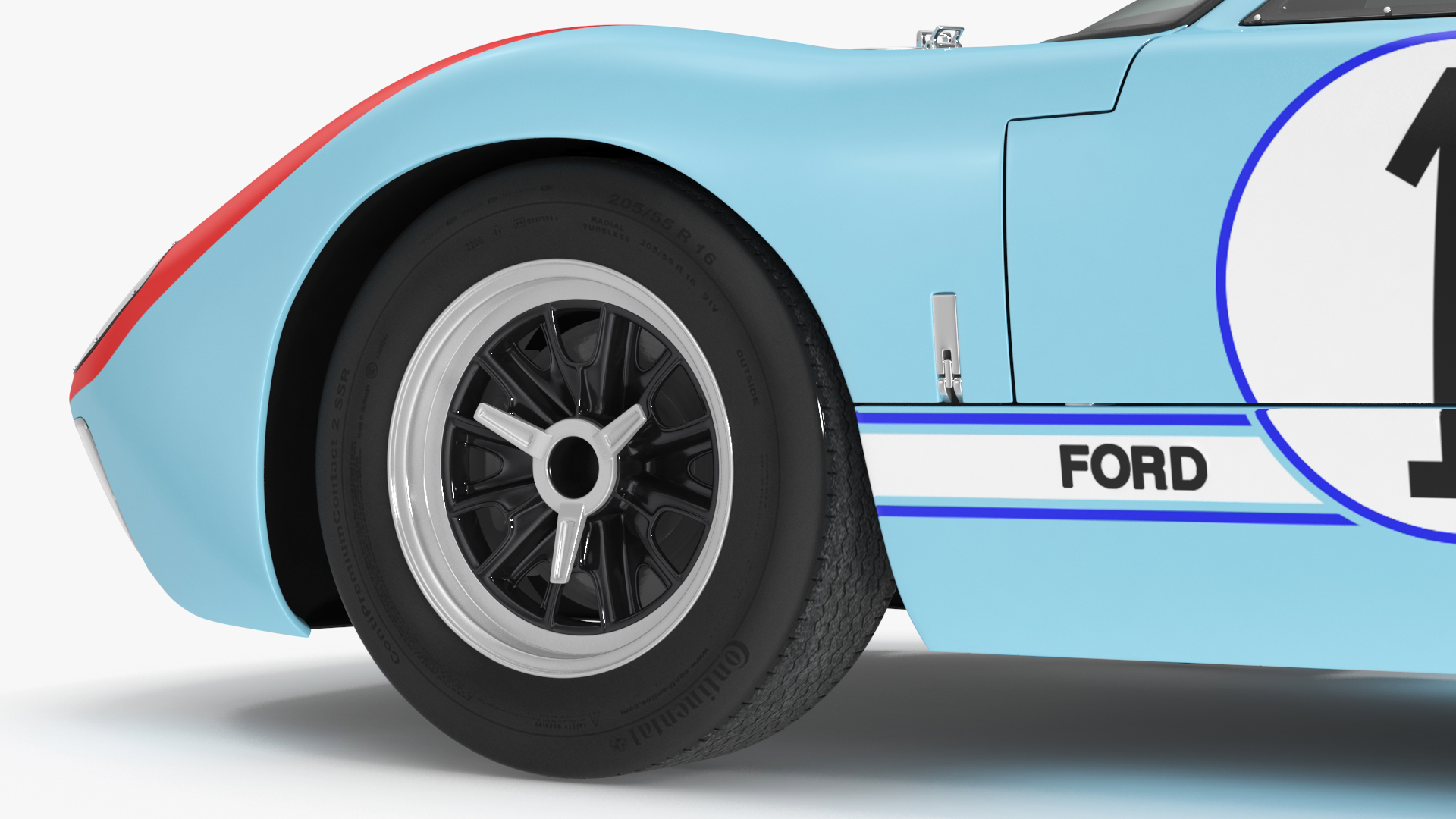 3D Ford GT40 Racing Car Blue Simple Interior