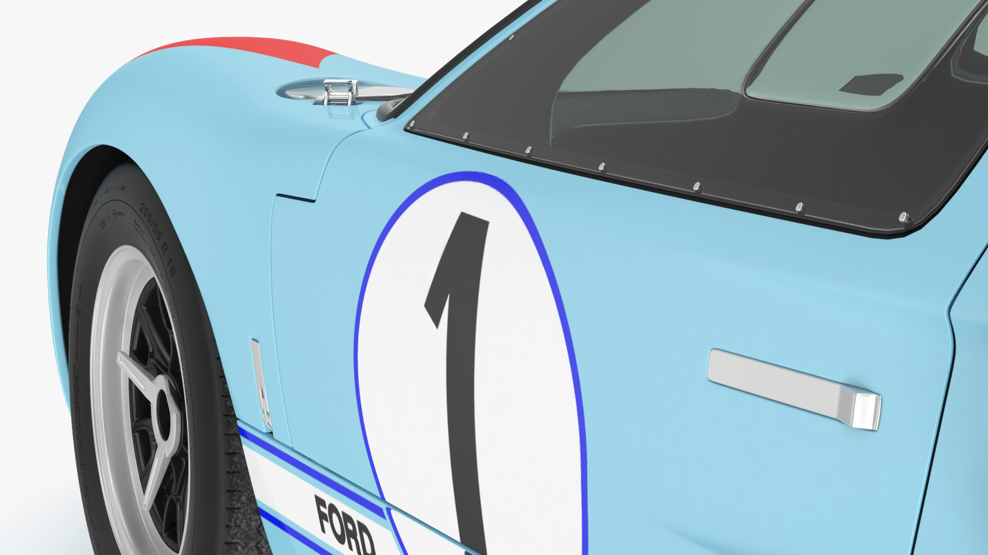 3D Ford GT40 Racing Car Blue Simple Interior