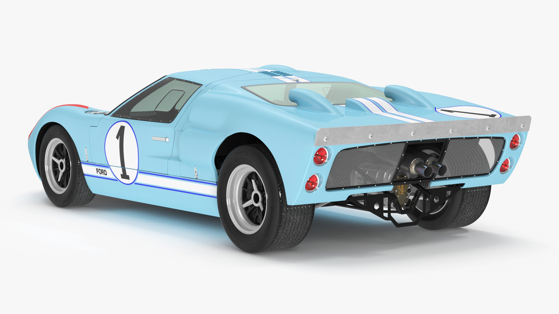 3D Ford GT40 Racing Car Blue Simple Interior