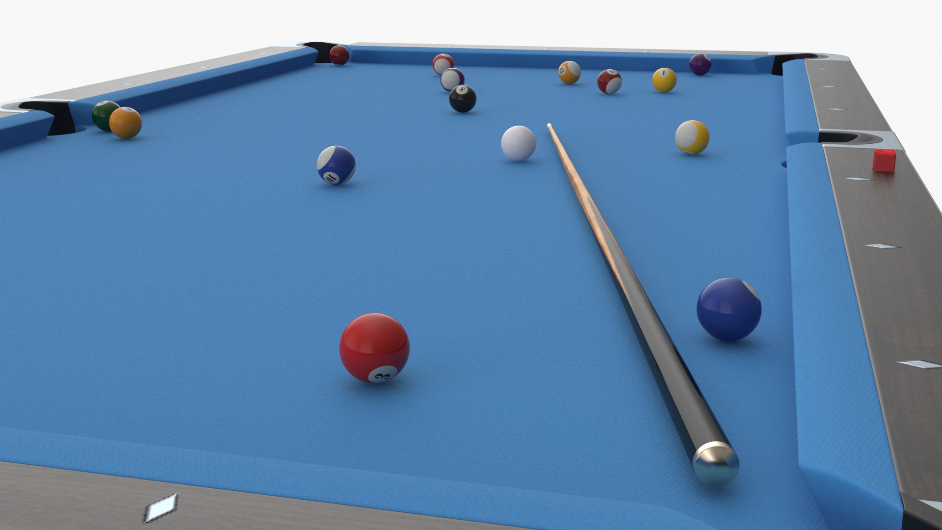 3D model American Pool Blue Table Rasson with Balls and Cue