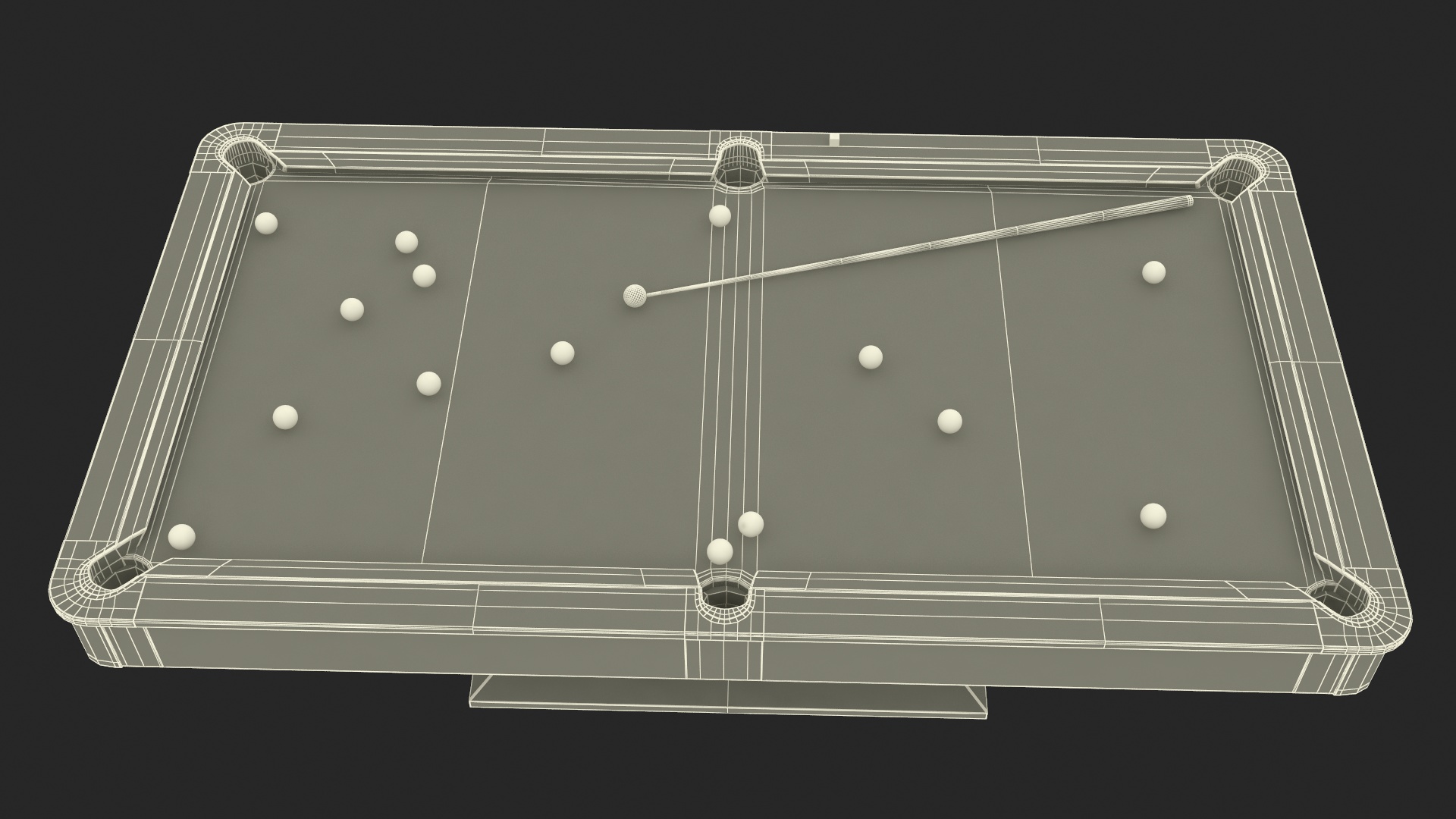 3D model American Pool Blue Table Rasson with Balls and Cue