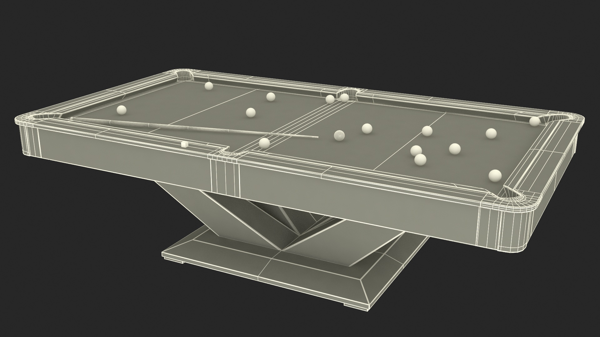 3D model American Pool Blue Table Rasson with Balls and Cue