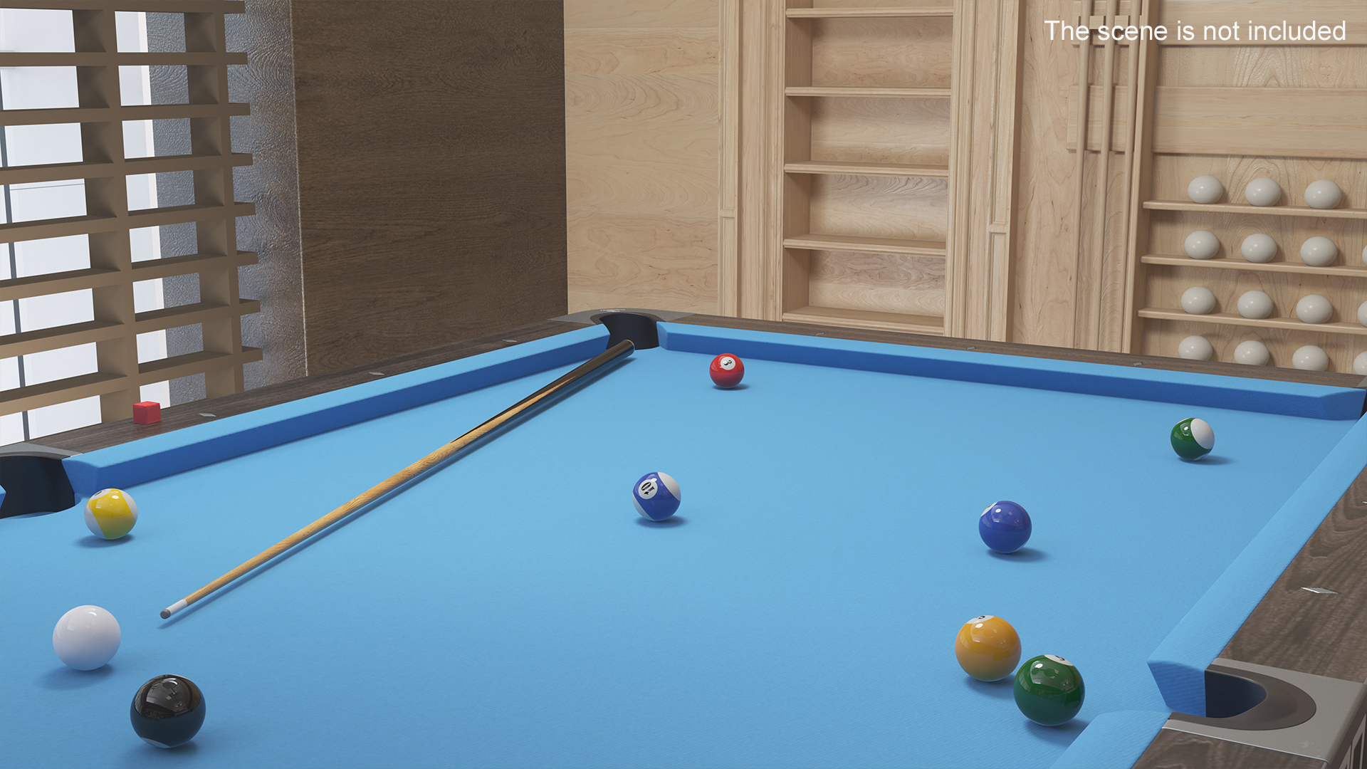 3D model American Pool Blue Table Rasson with Balls and Cue