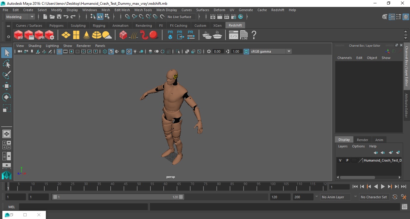 3D model Humanoid Crash Test Dummy