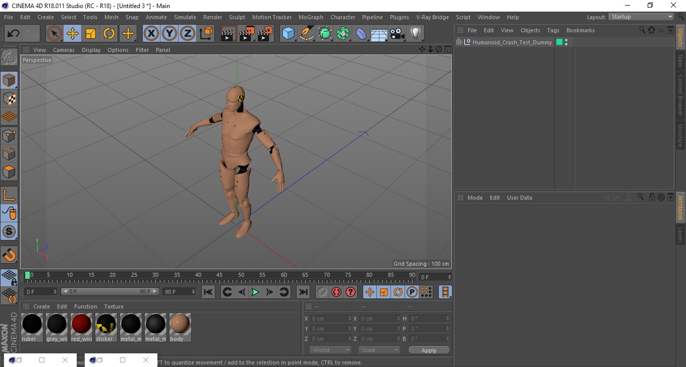 3D model Humanoid Crash Test Dummy