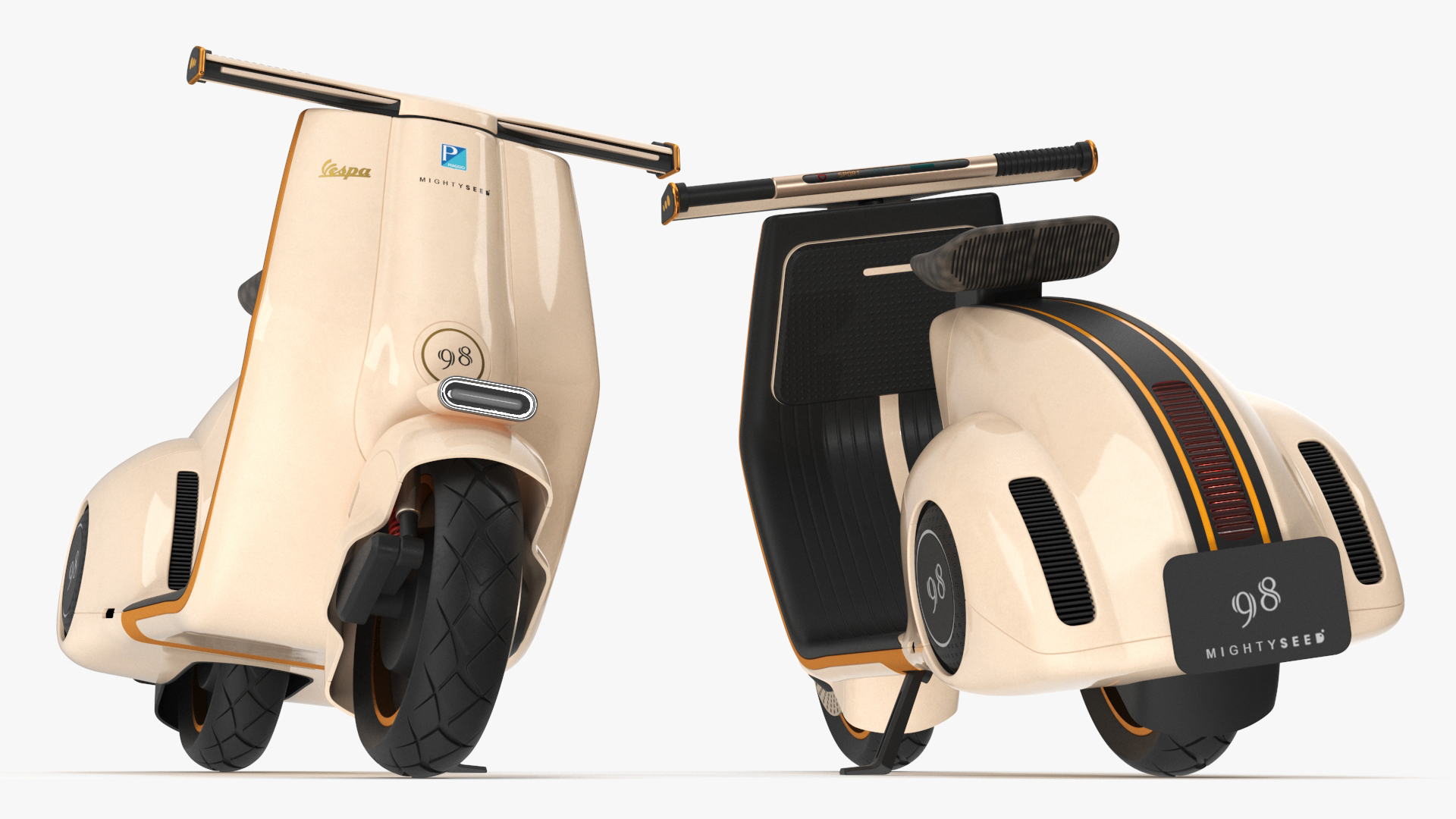 3D model Modern Electric Scooter Vespa 98 Beige Parked