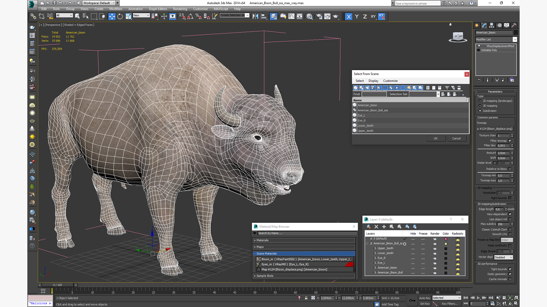 American Bison Bull 3D model