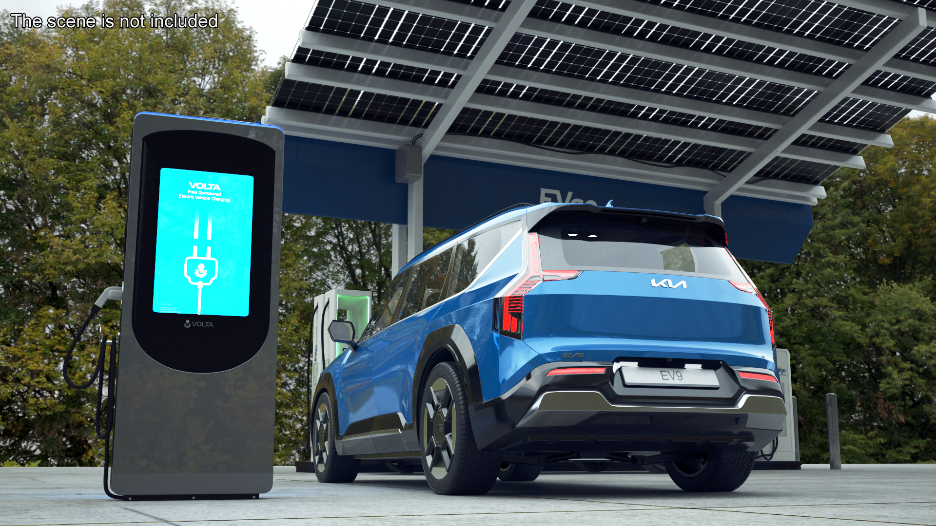 KIA EV9 Electric SUV with Charging Station 3D