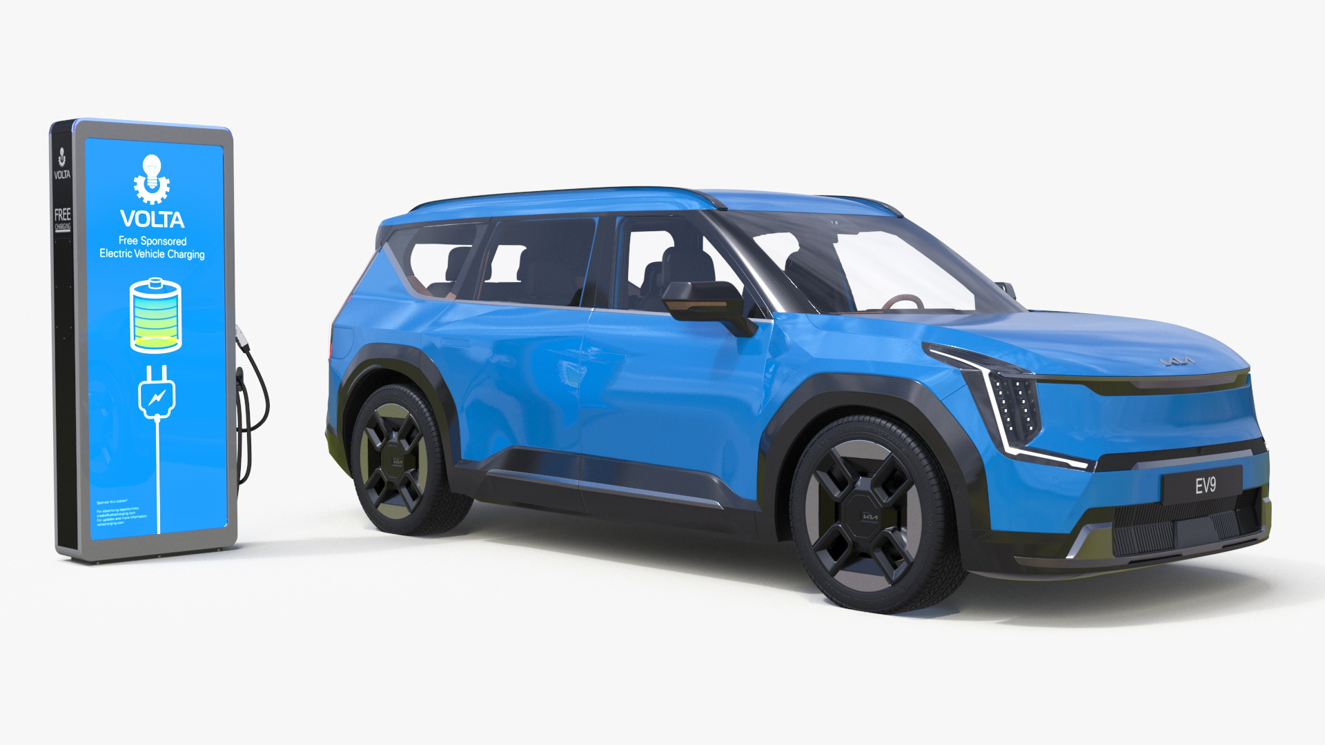 KIA EV9 Electric SUV with Charging Station 3D