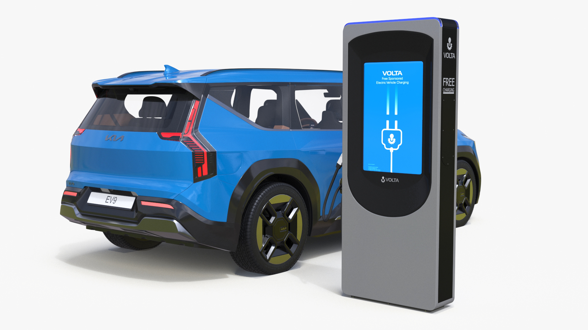 KIA EV9 Electric SUV with Charging Station 3D