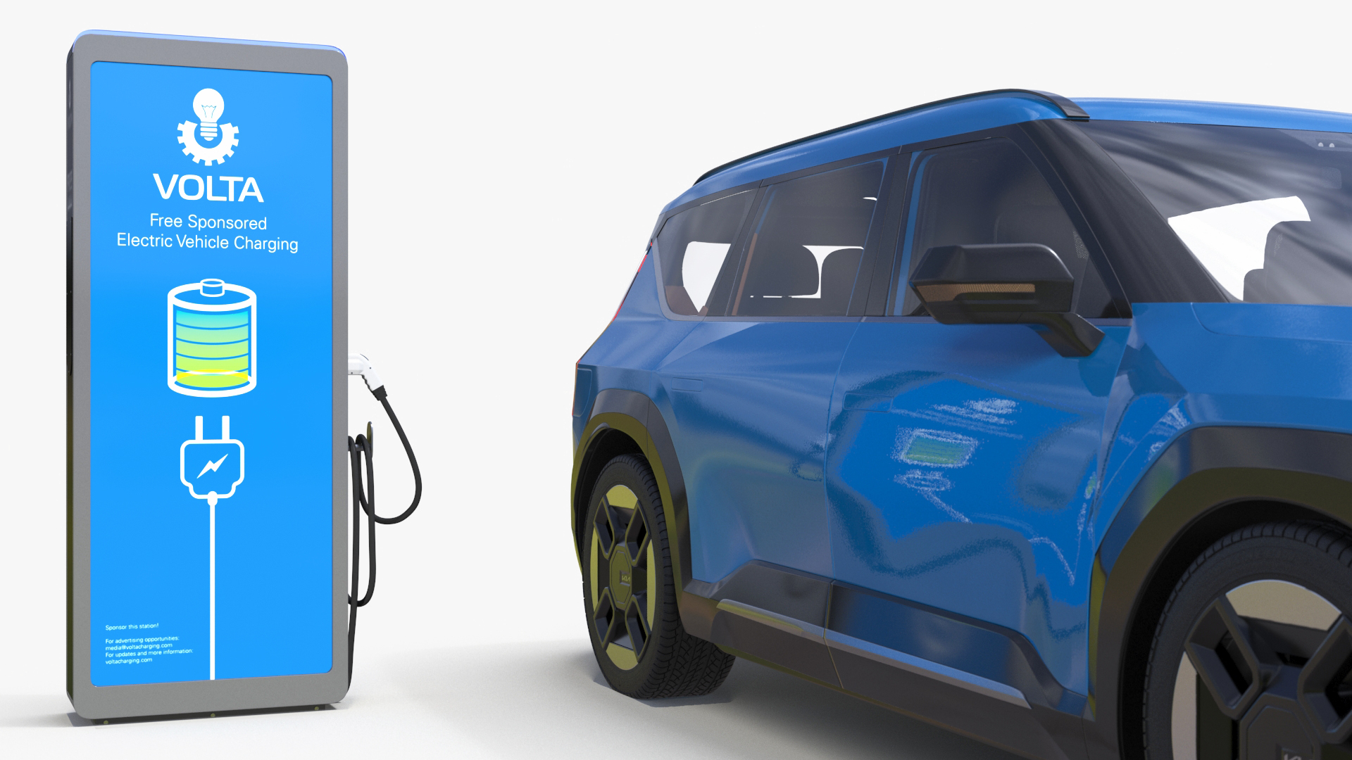 KIA EV9 Electric SUV with Charging Station 3D