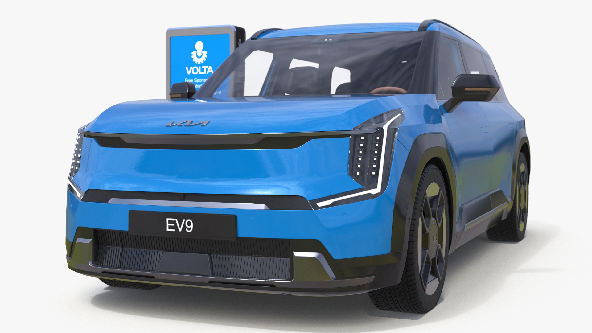 KIA EV9 Electric SUV with Charging Station 3D