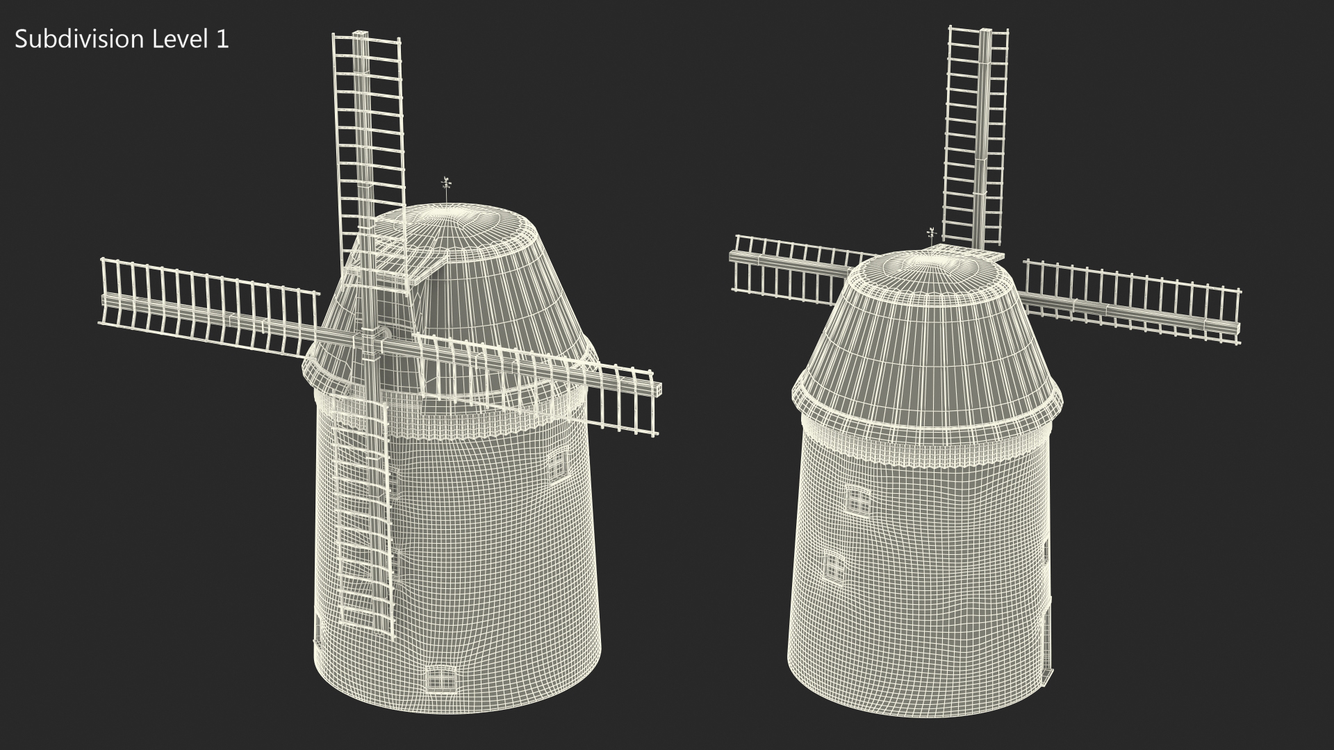 3D Village Windmill Rigged model