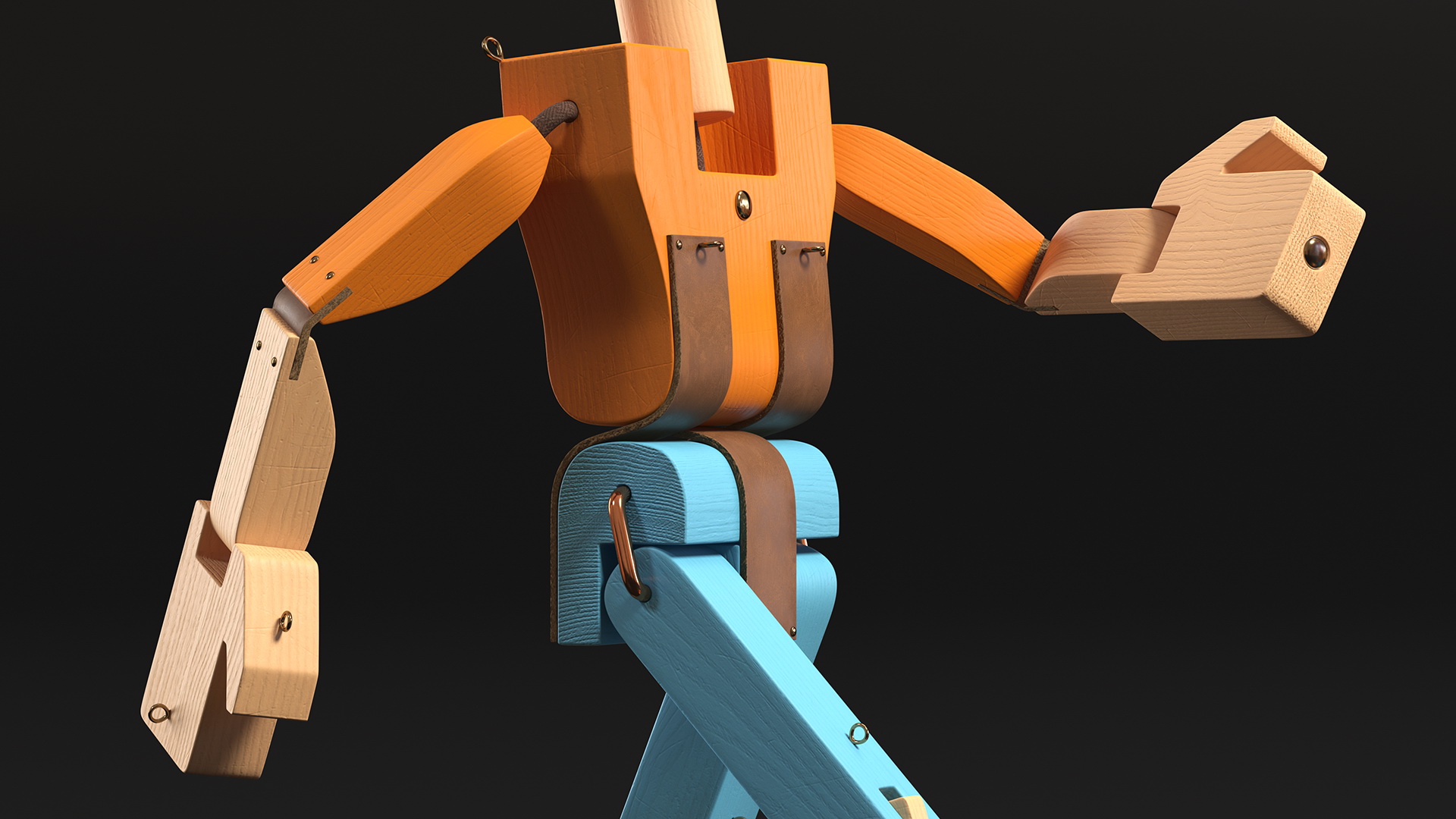 Walk Colored Wooden Character 3D model