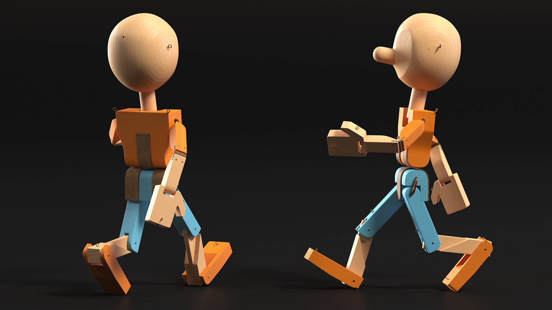 Walk Colored Wooden Character 3D model