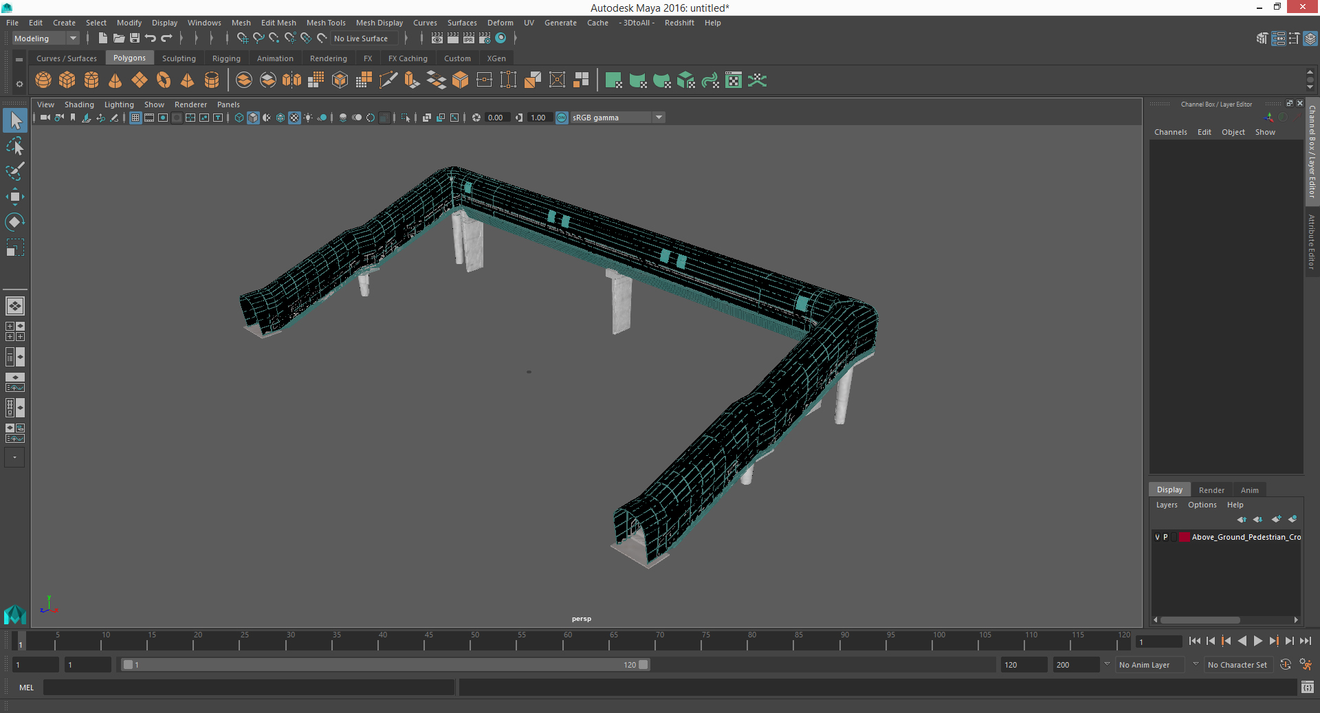 Above Ground Pedestrian Crossing 6-lane Road 3D model