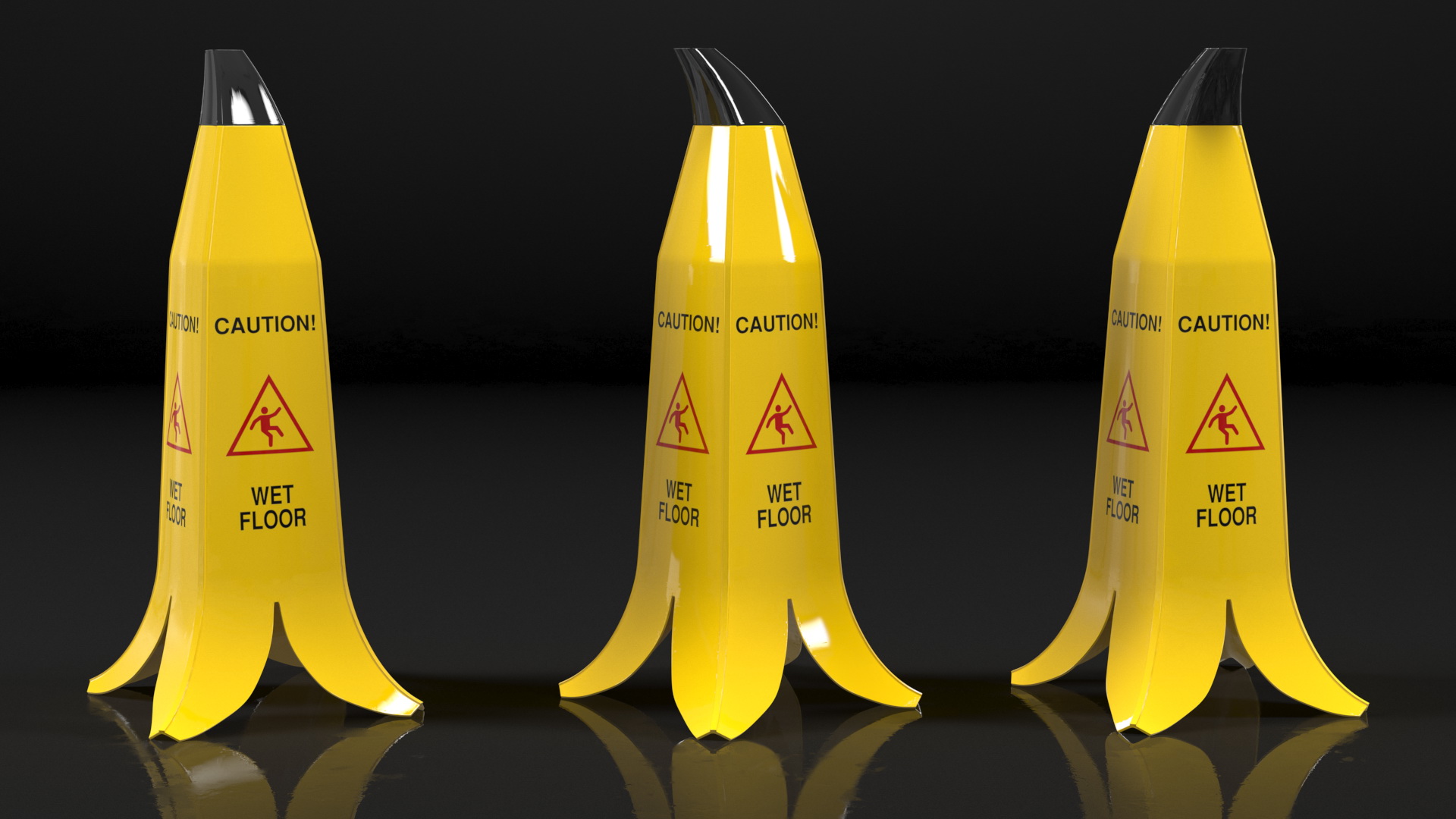 Banana Cone Caution Wet Floor Sign 60cm 3D model