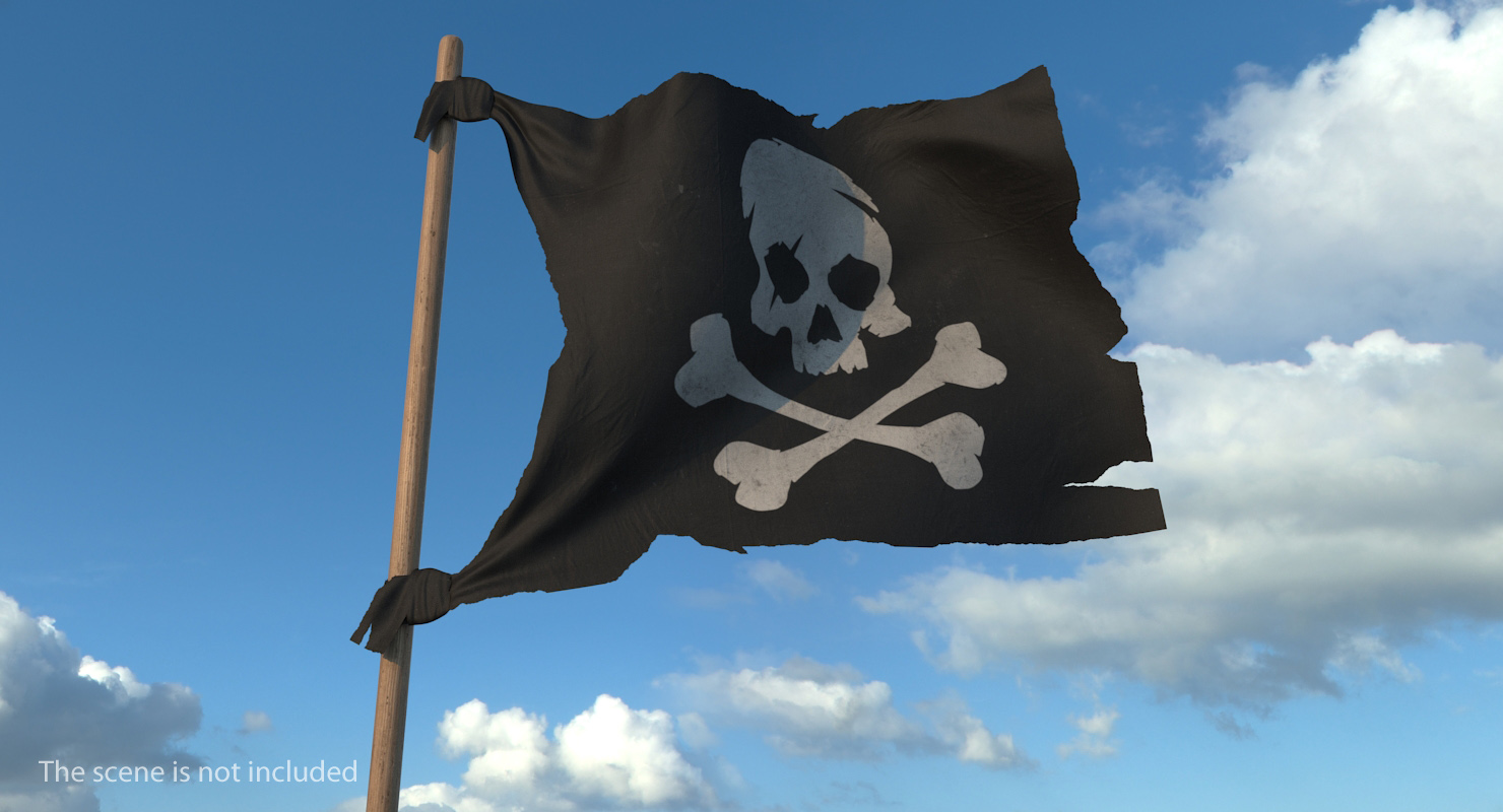 Pirate Skull and Bones Flag 3D