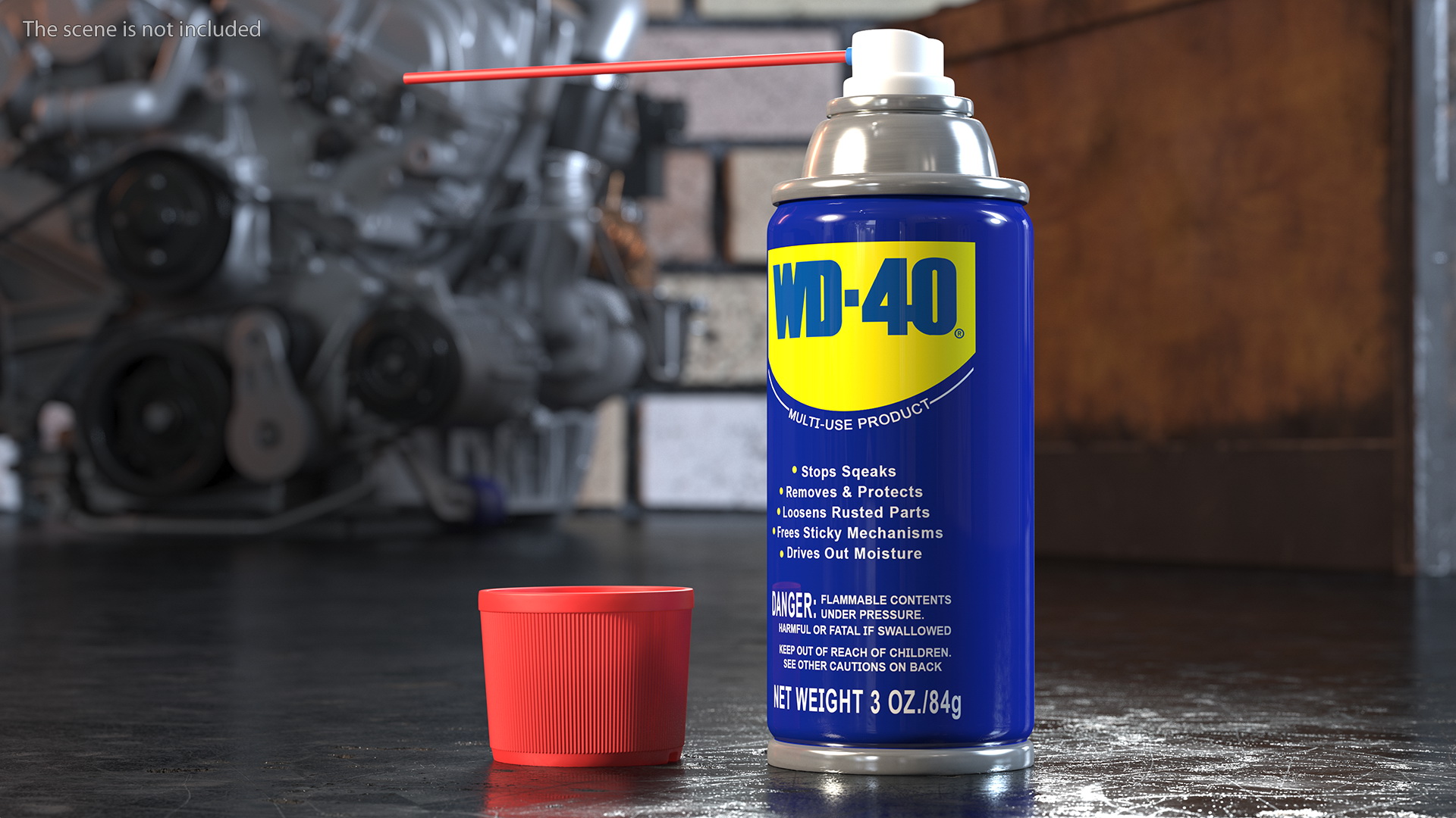 Opened WD 40 Multi Use Product Aerosol Spray 3D model