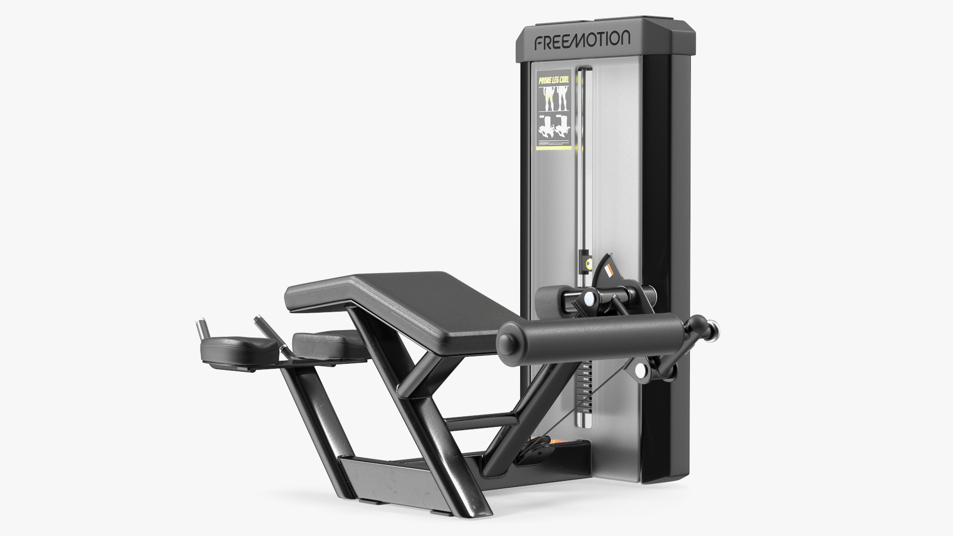 3D Freemotion Prone Leg Curl Trainer Black Rigged