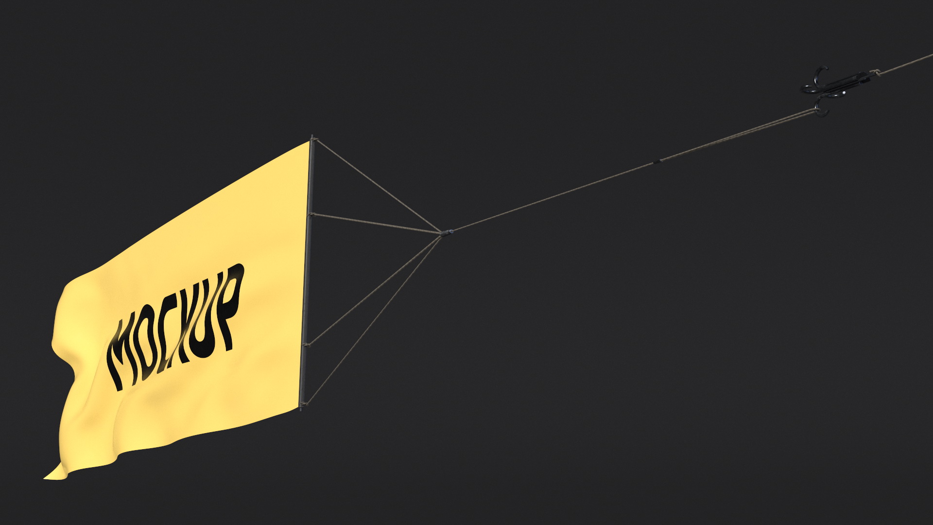 3D Yellow Big Aerial Banner Mockup