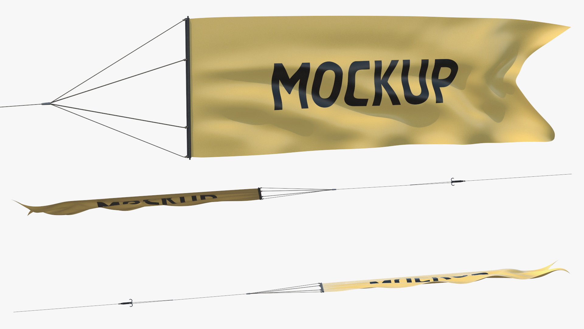 3D Yellow Big Aerial Banner Mockup