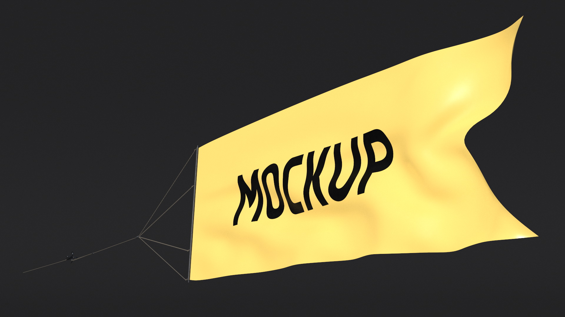 3D Yellow Big Aerial Banner Mockup