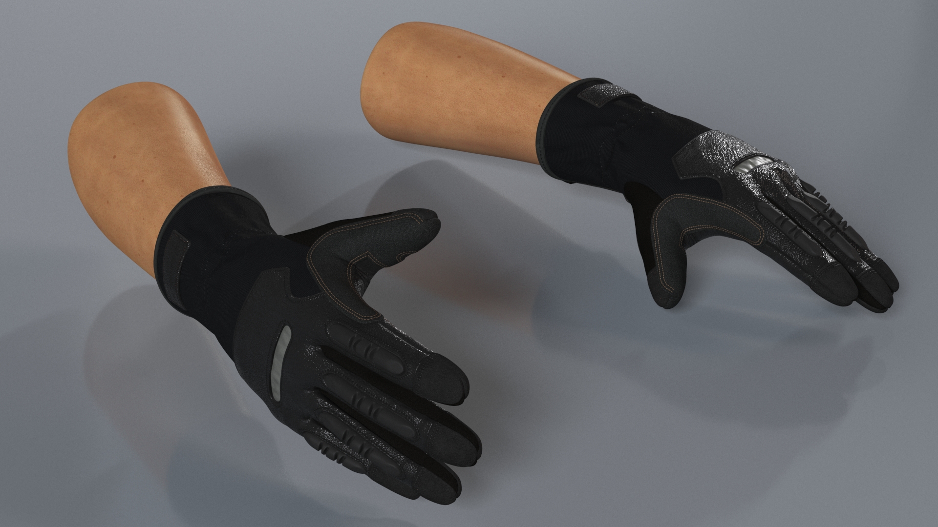 3D model Hands in Black Safety Leather Glove