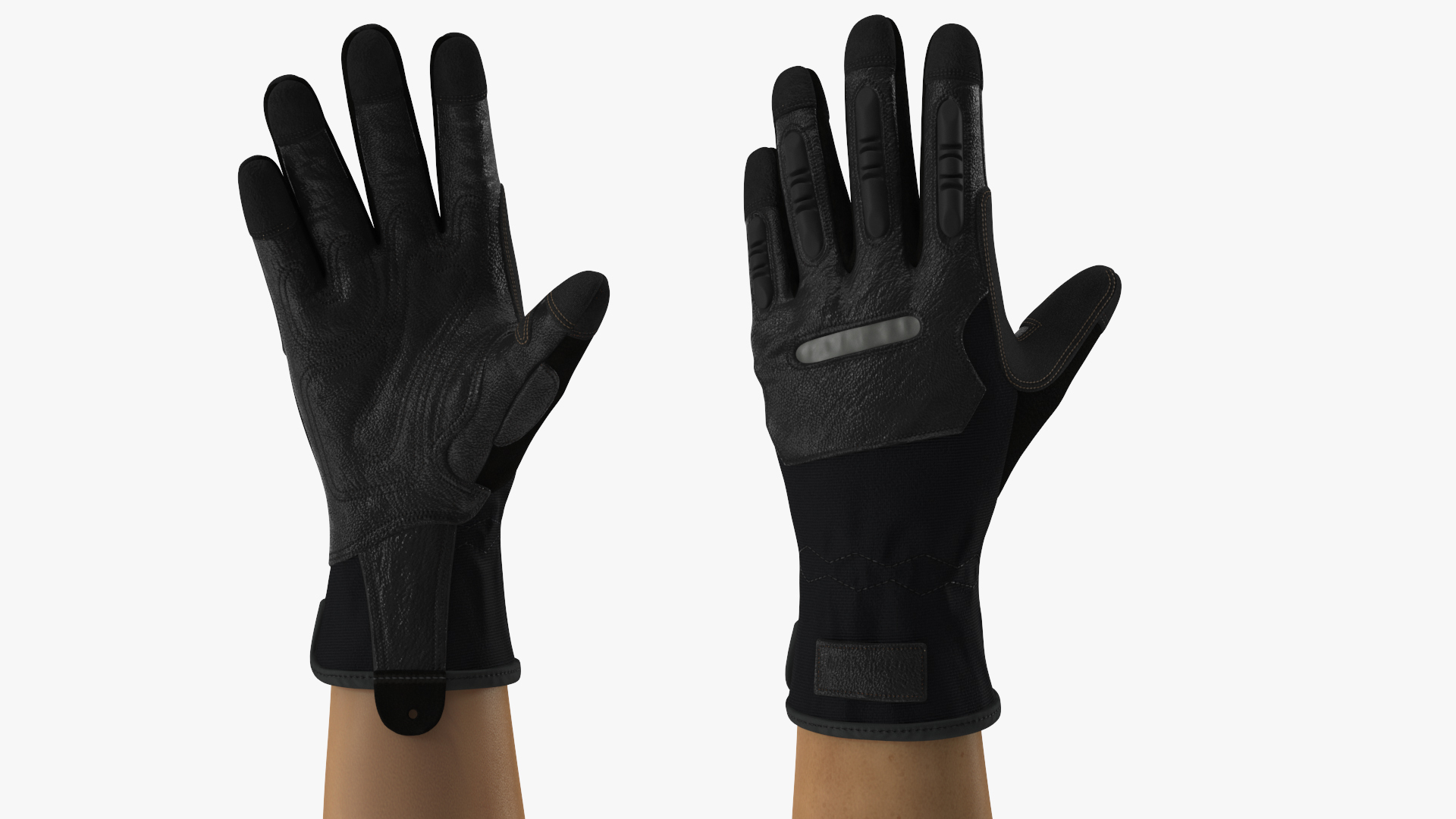 3D model Hands in Black Safety Leather Glove