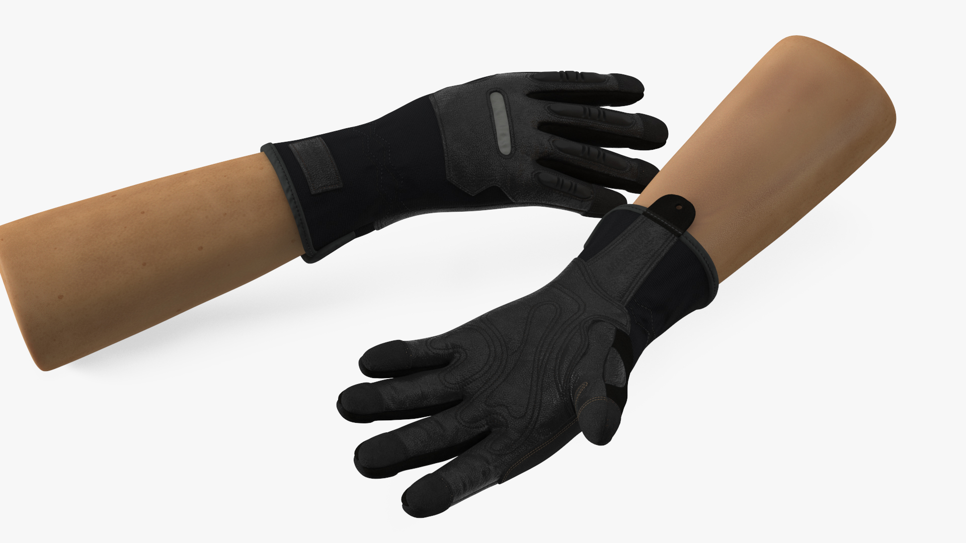 3D model Hands in Black Safety Leather Glove