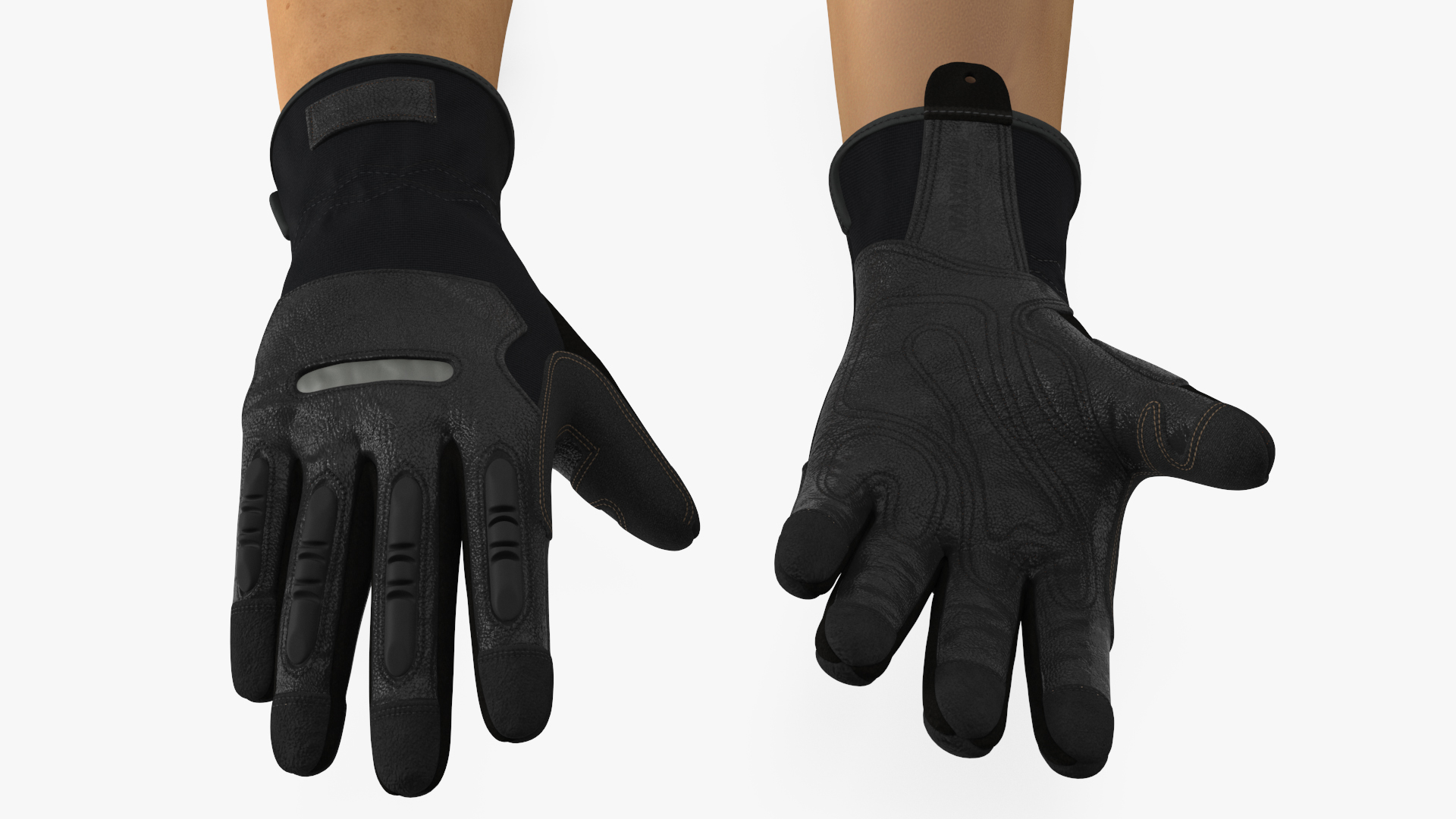 3D model Hands in Black Safety Leather Glove