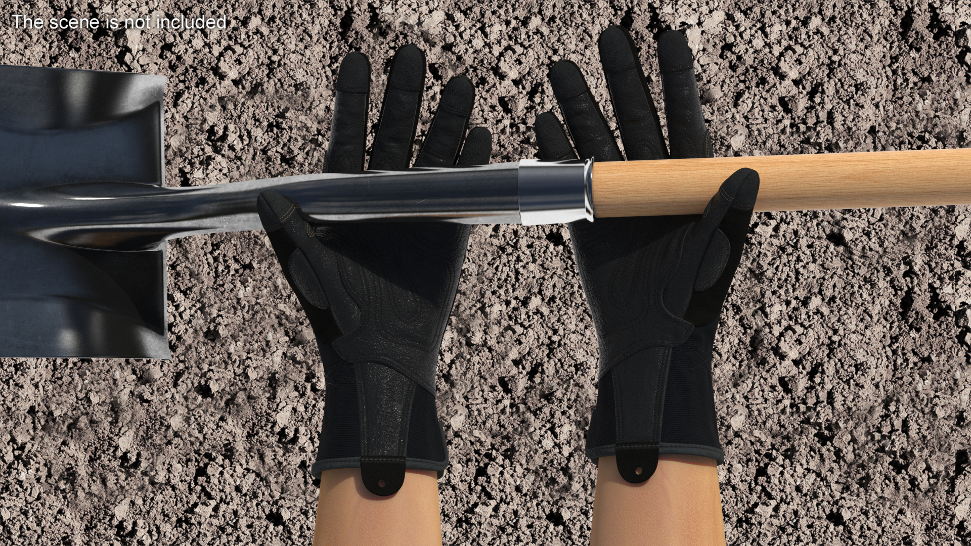 3D model Hands in Black Safety Leather Glove