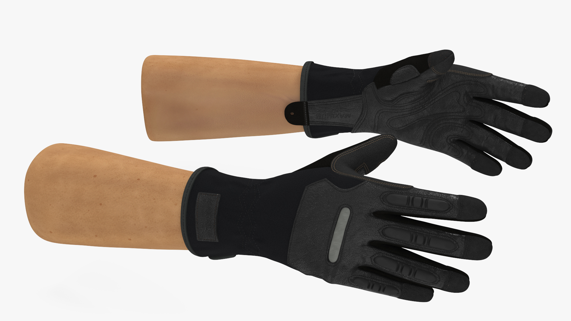 3D model Hands in Black Safety Leather Glove