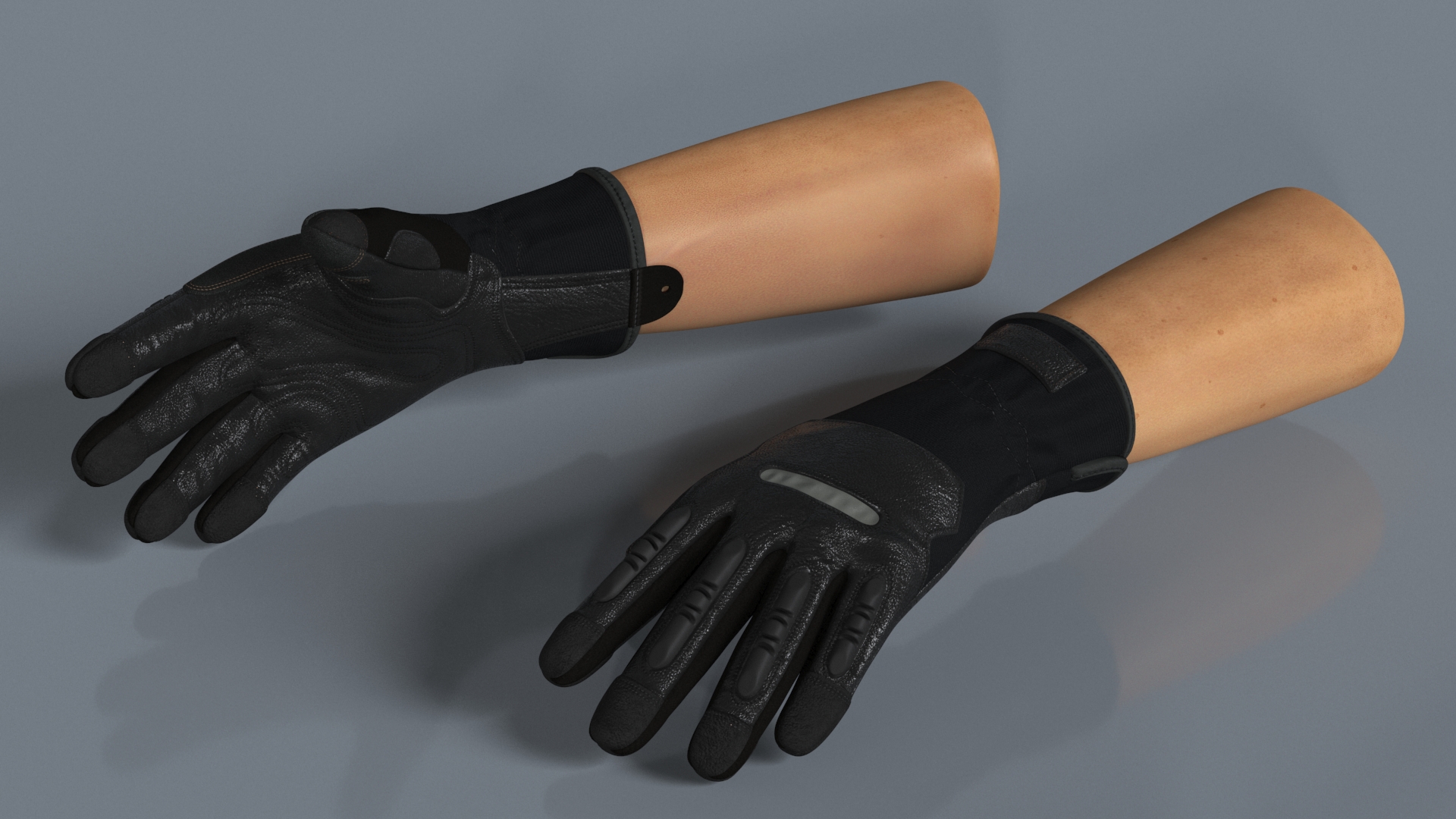 3D model Hands in Black Safety Leather Glove