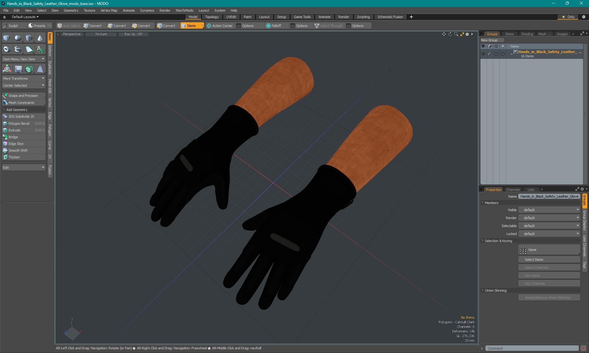 3D model Hands in Black Safety Leather Glove