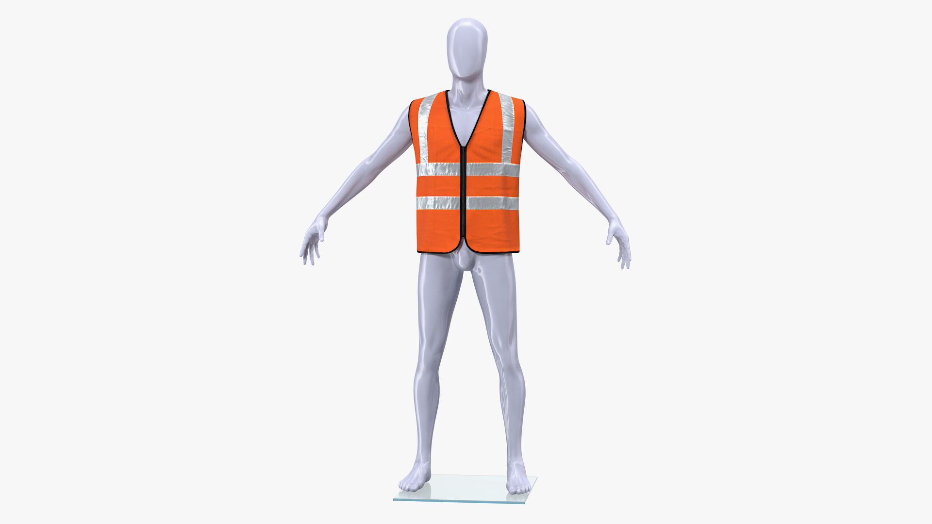 3D model Mannequin with Orange Hi Vis Safety Vest