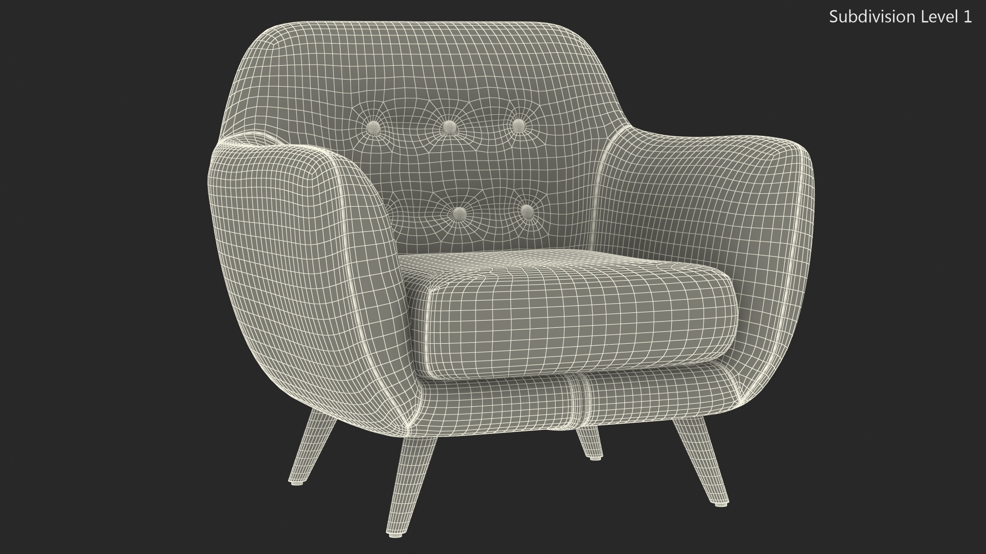 3D Armchair Loa Mustard Color