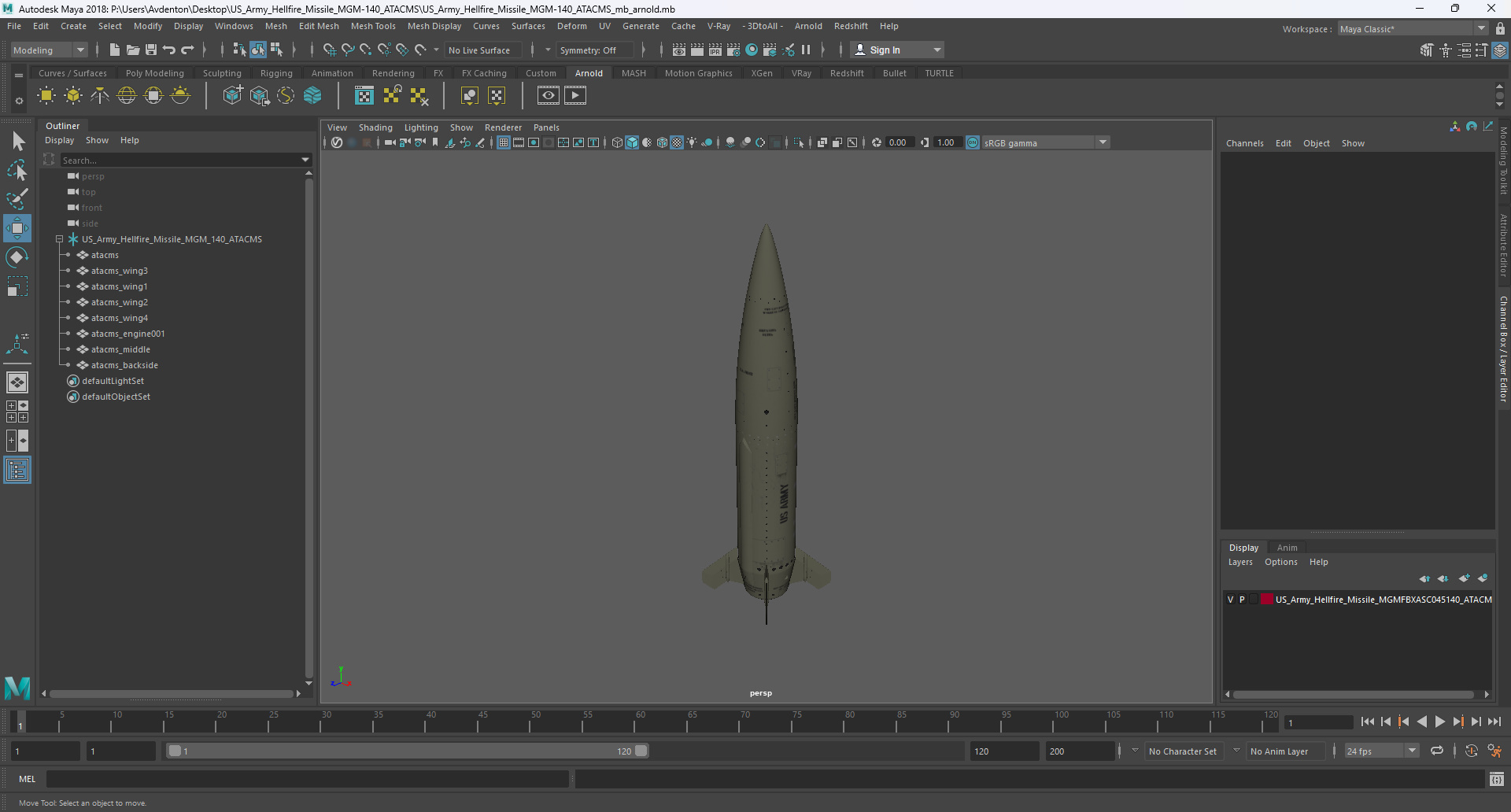 US Army Hellfire Missile MGM-140 ATACMS 3D model