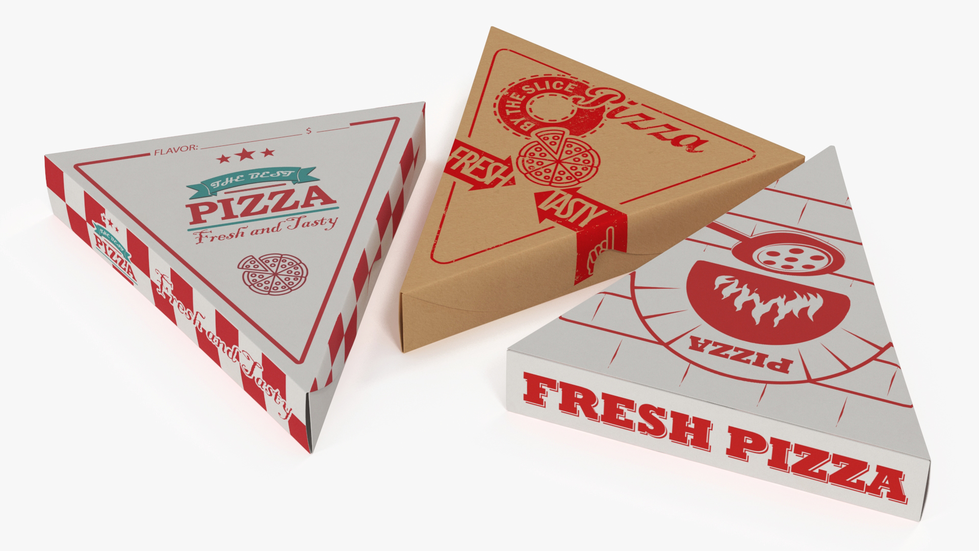 3D model Triangle Pizza Slice Packaging Boxes Set