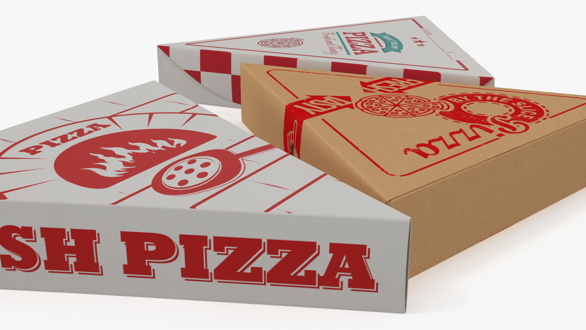 3D model Triangle Pizza Slice Packaging Boxes Set