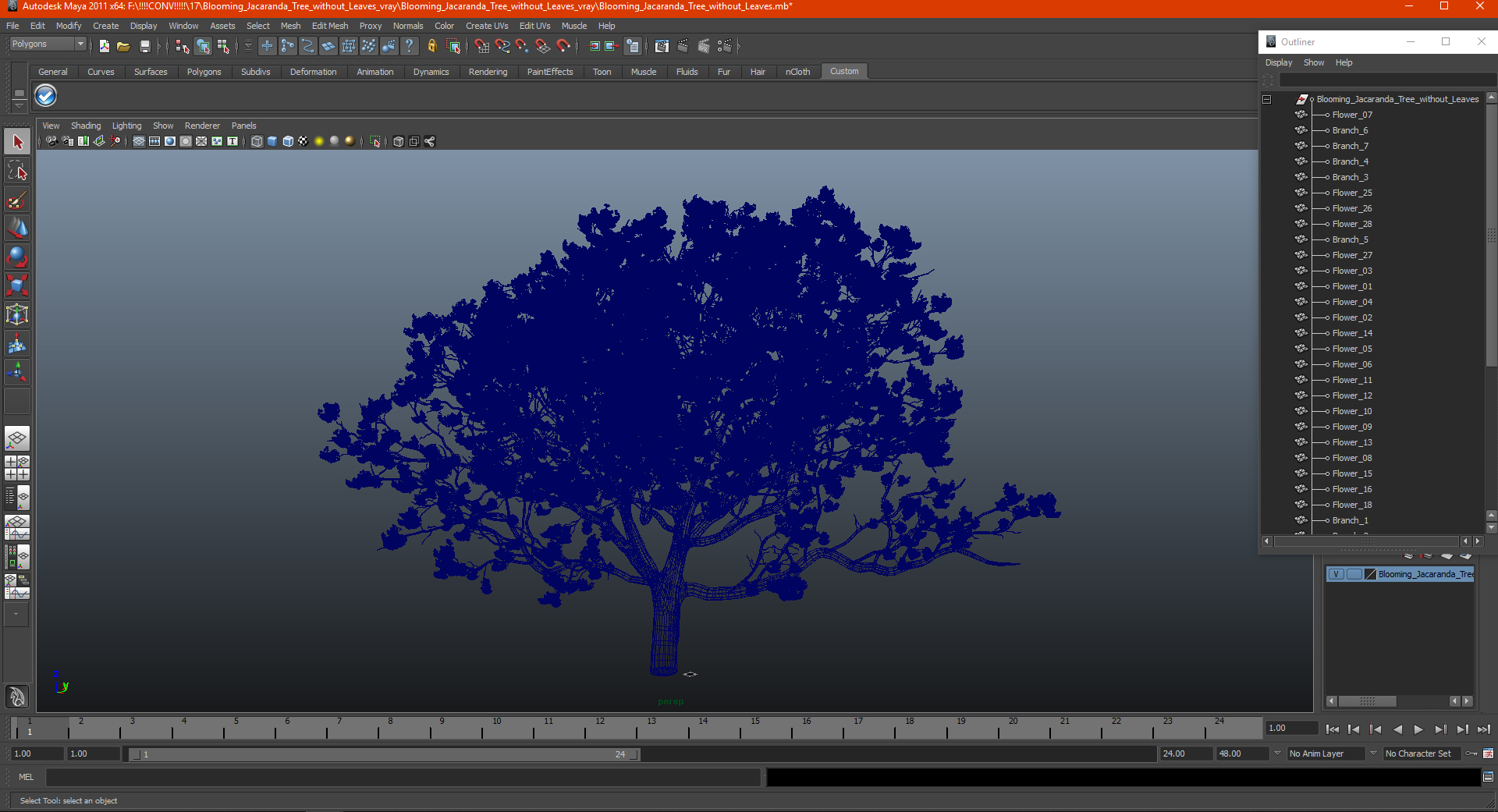 3D Blooming Jacaranda Tree without Leaves model