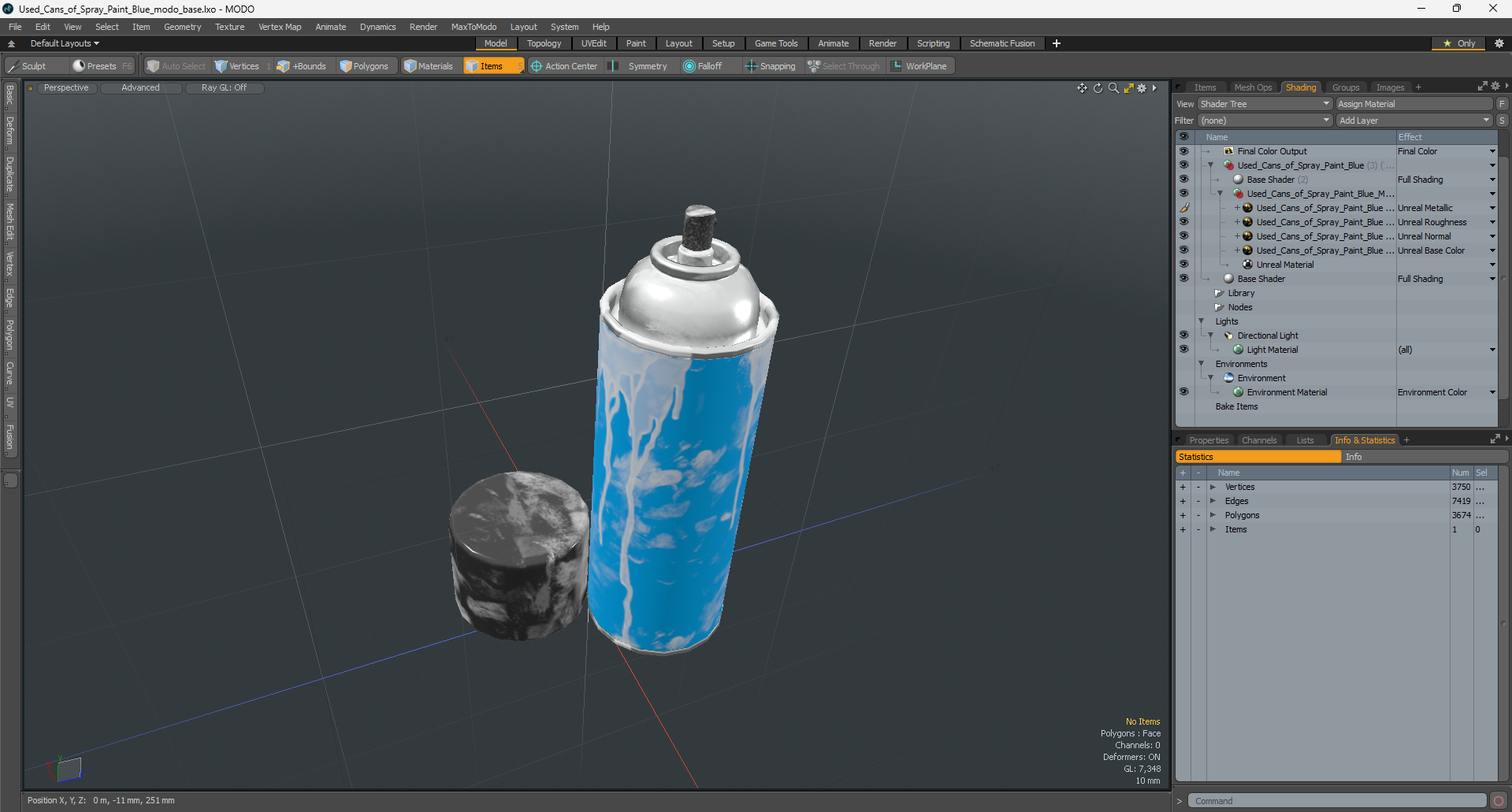 Used Cans of Spray Paint Blue 3D model