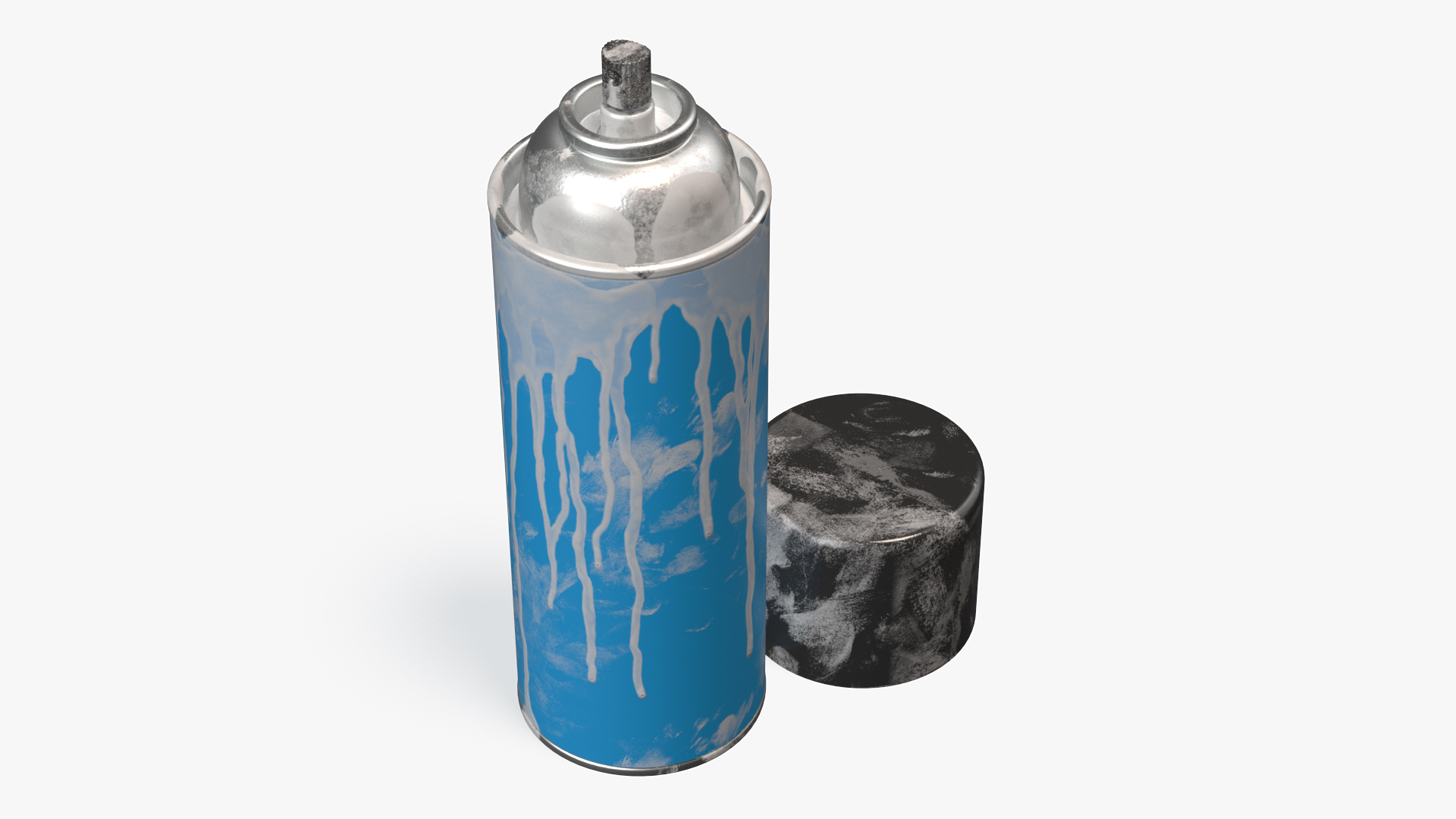 Used Cans of Spray Paint Blue 3D model