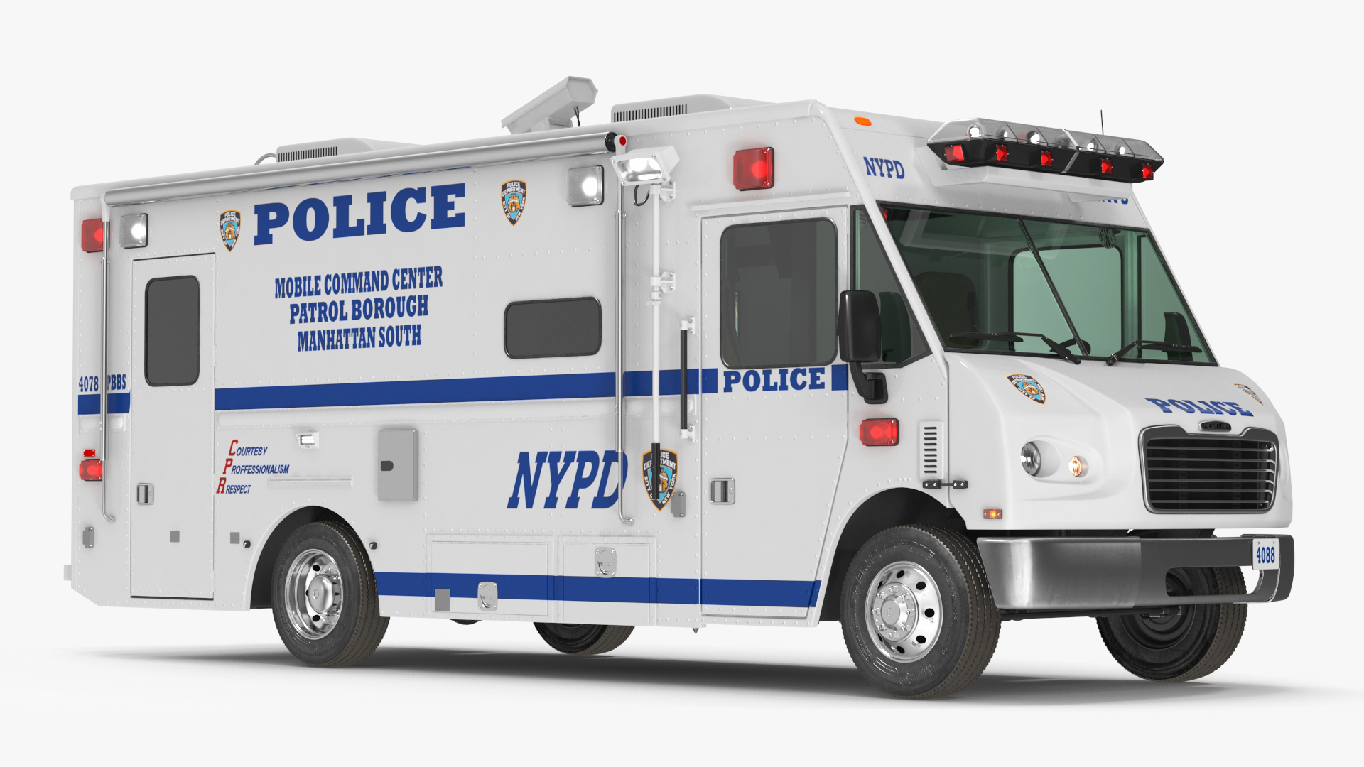 3D NYPD Mobile Command Center Lights On