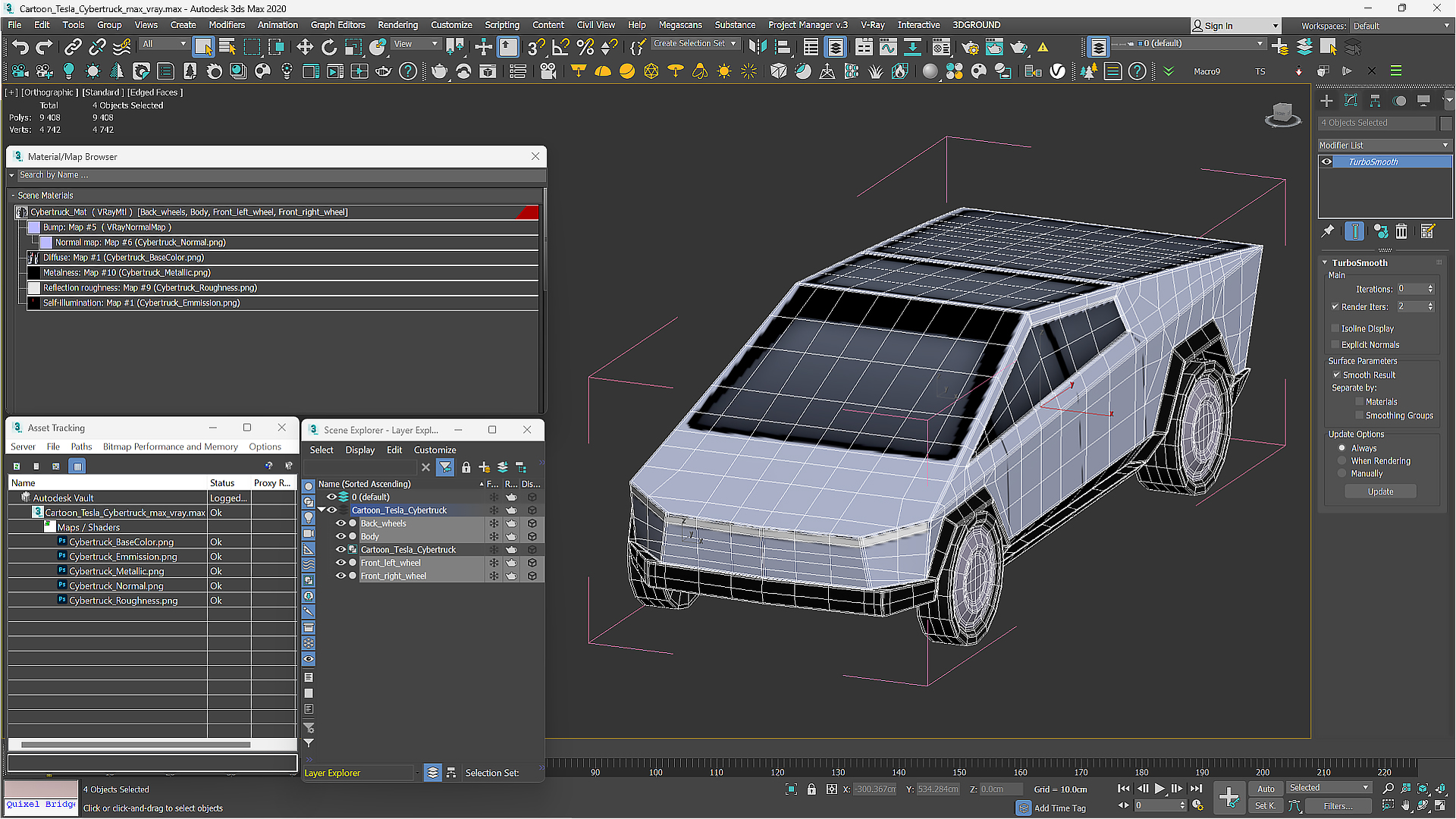 Cartoon Tesla Cybertruck 3D model