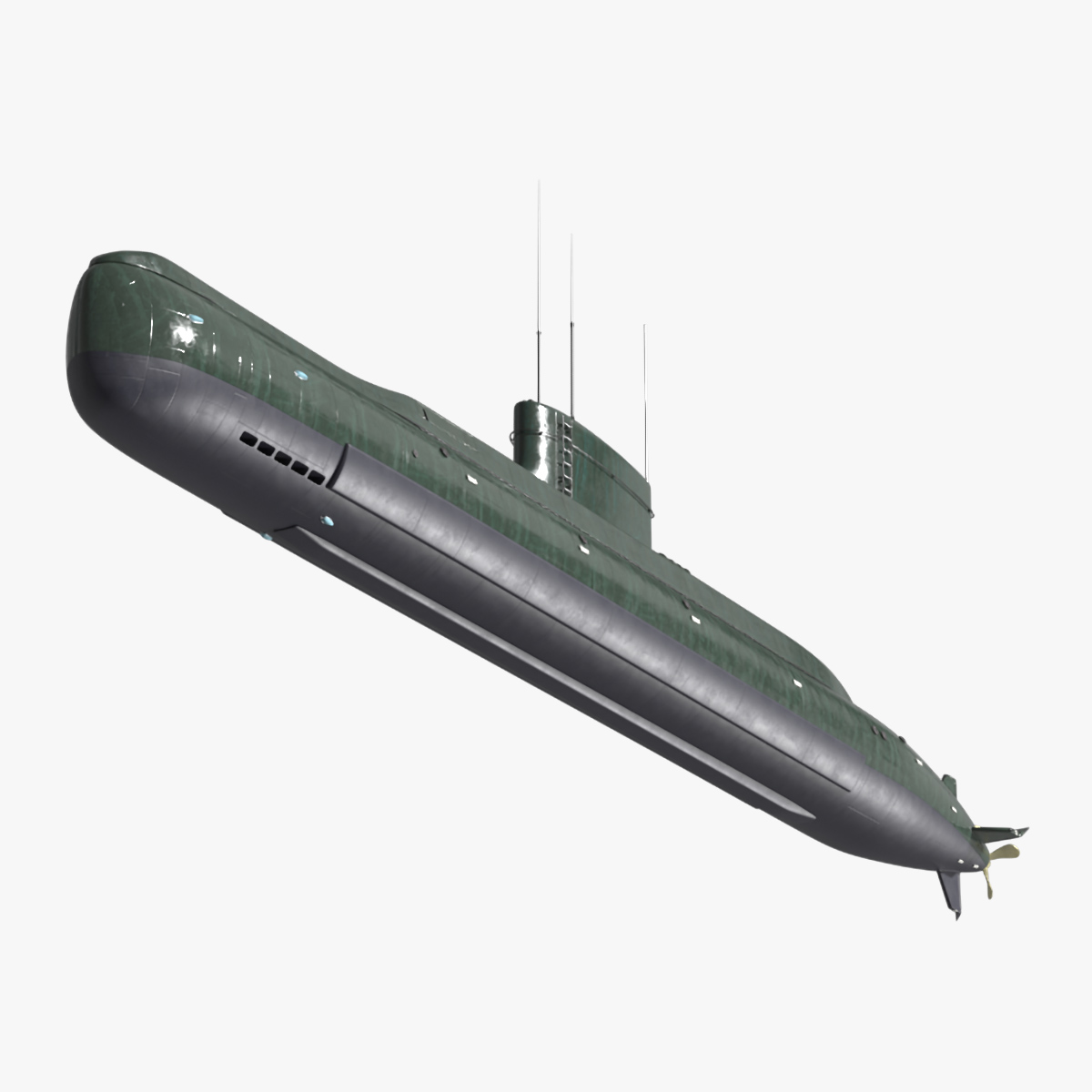 3D Military Semi Heavy Submarine Rigged