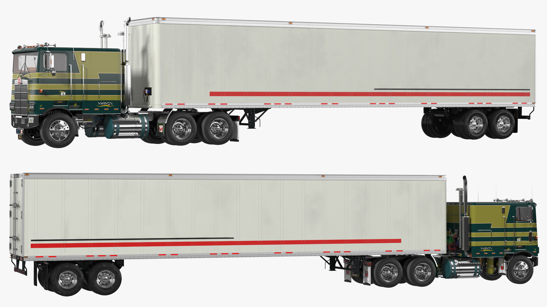 3D model Marmon Truck With Semi Trailer