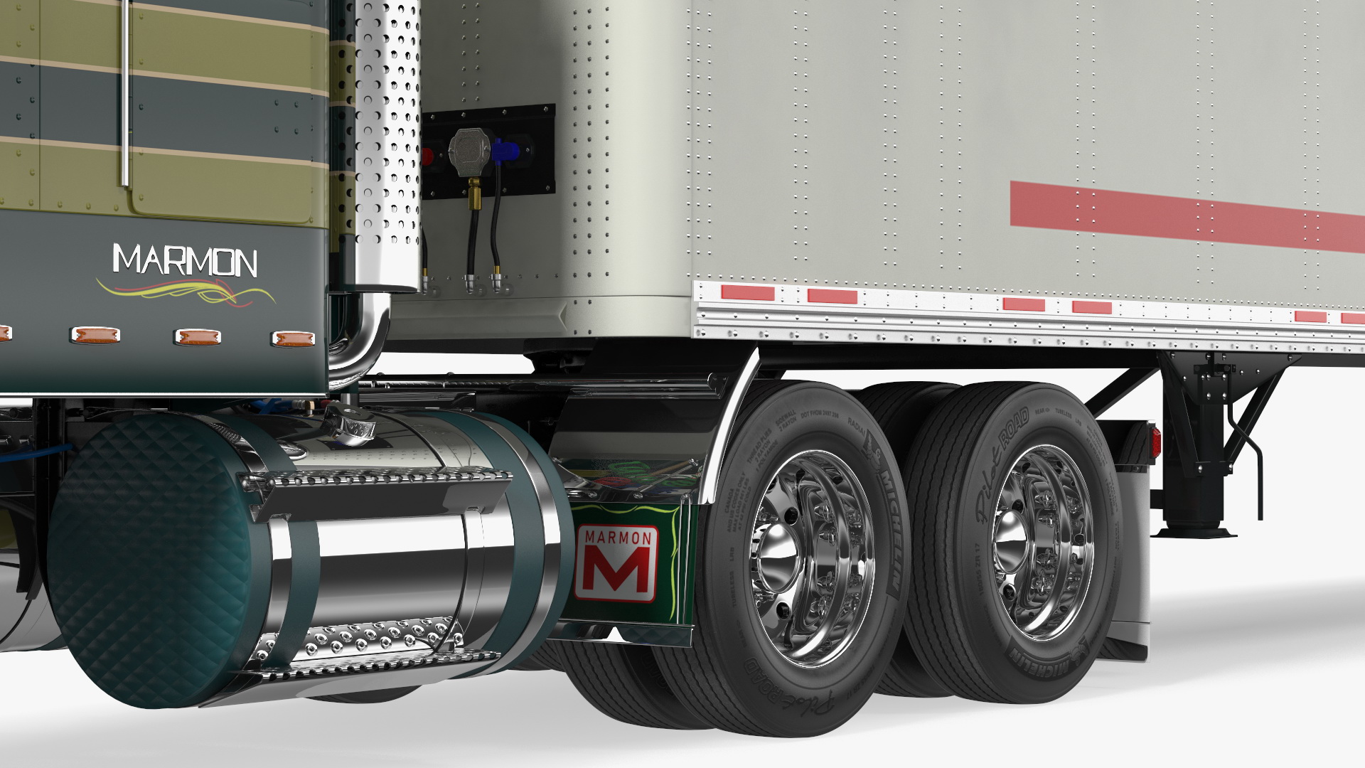 3D model Marmon Truck With Semi Trailer