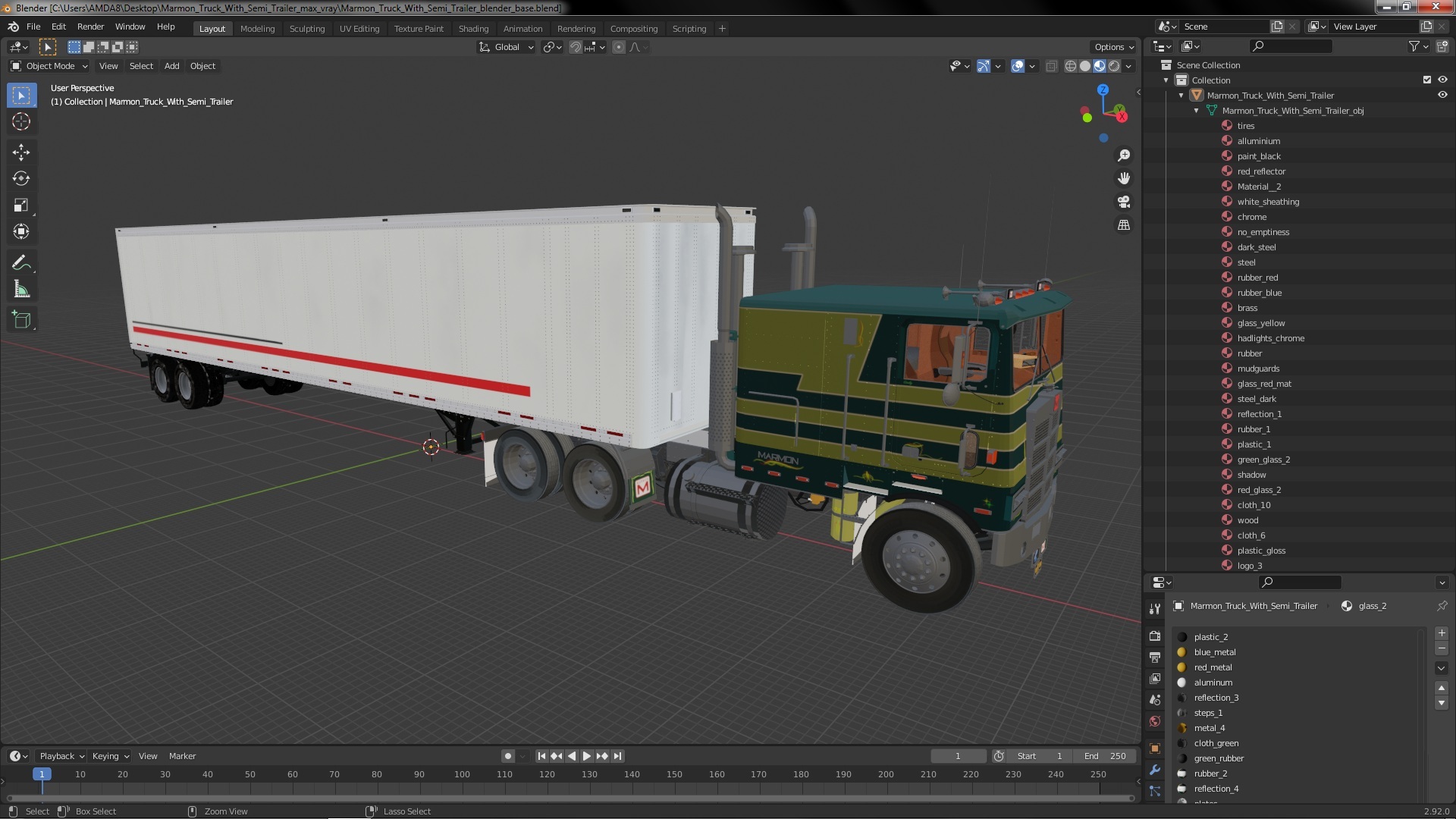 3D model Marmon Truck With Semi Trailer