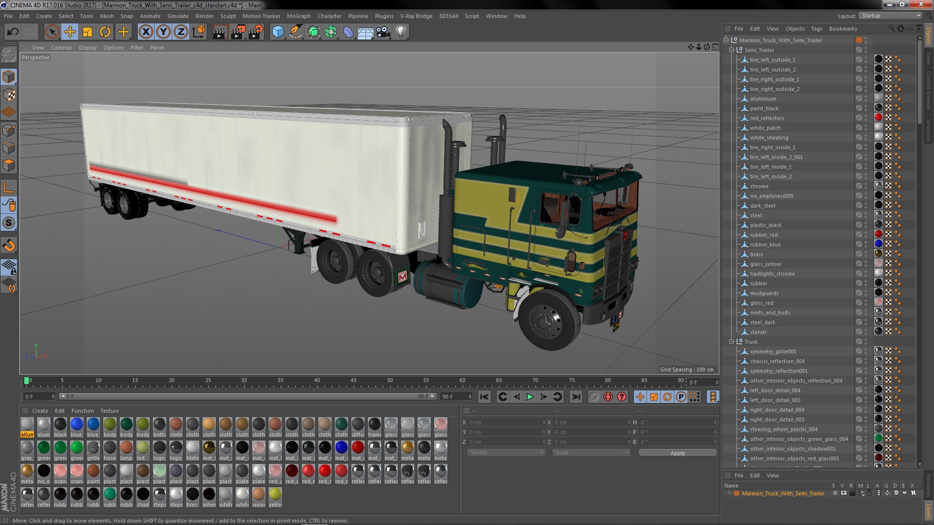 3D model Marmon Truck With Semi Trailer